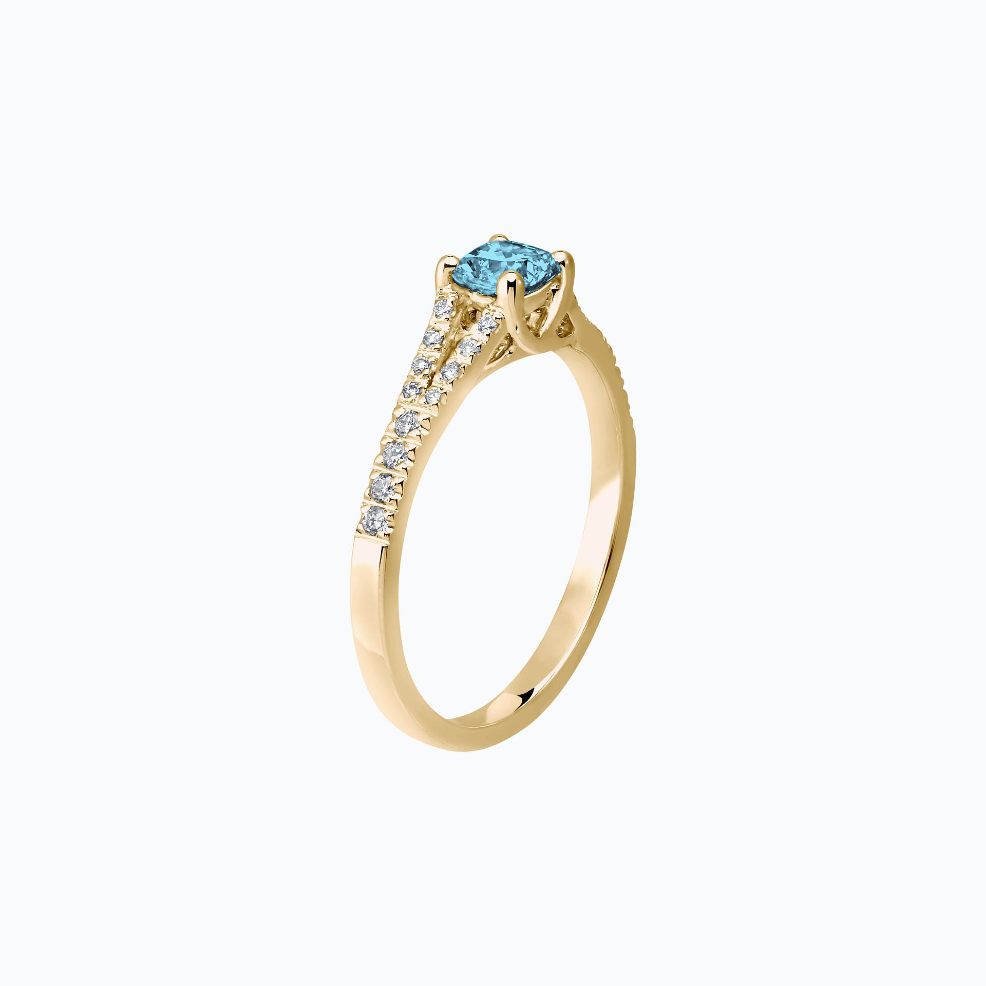 Solitaire Pavé Iris Aigue-Marine