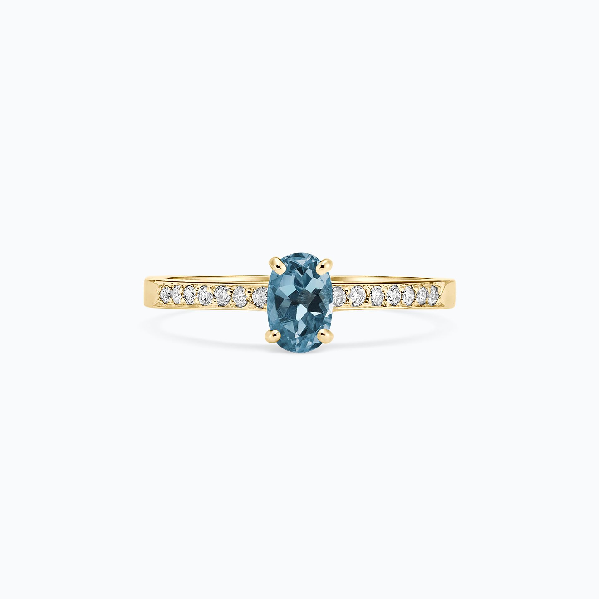 Solitaire Pavé Julia Aigue-Marine 6 x 4 mm