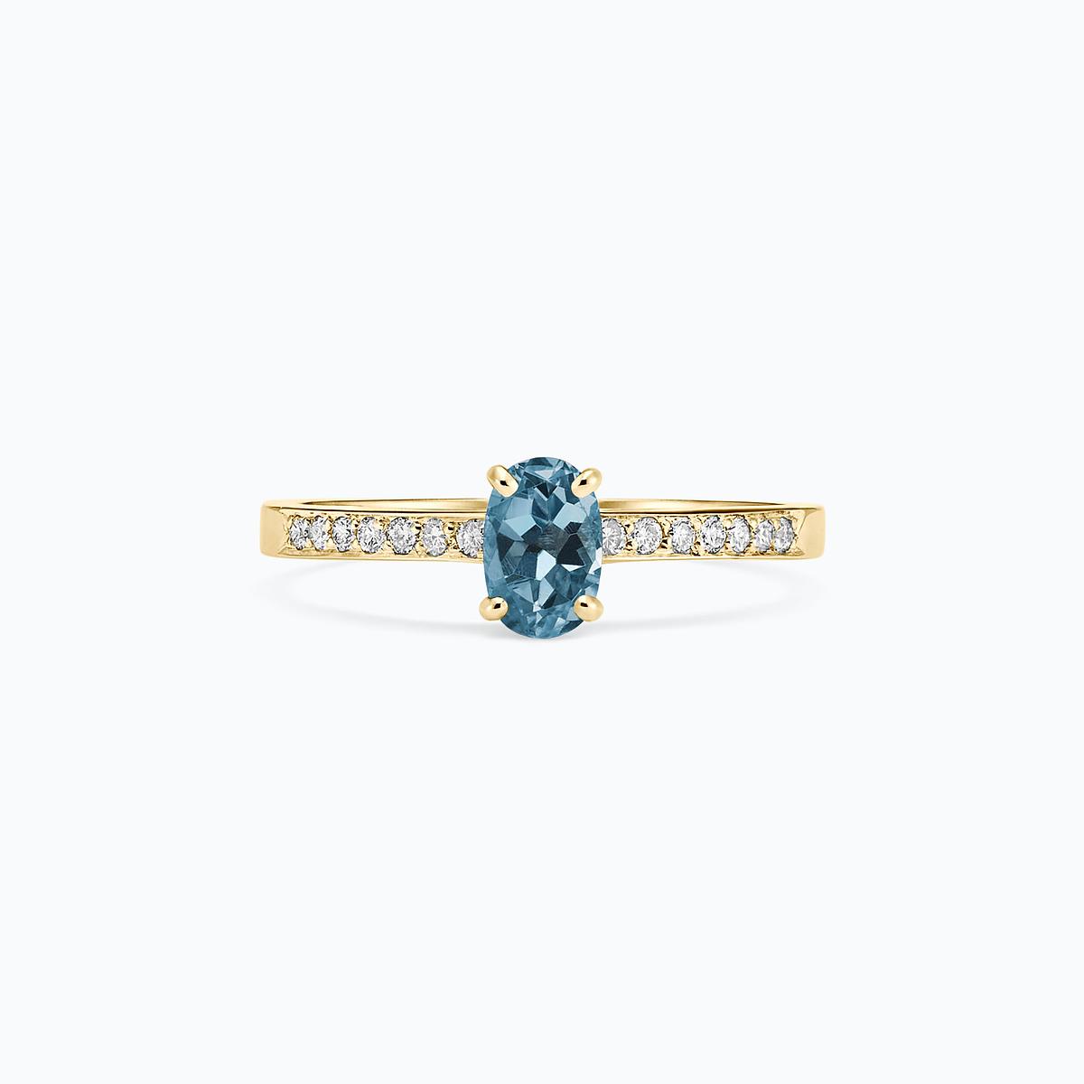 Solitaire Pavé Julia Aigue-Marine 6 x 4 mm