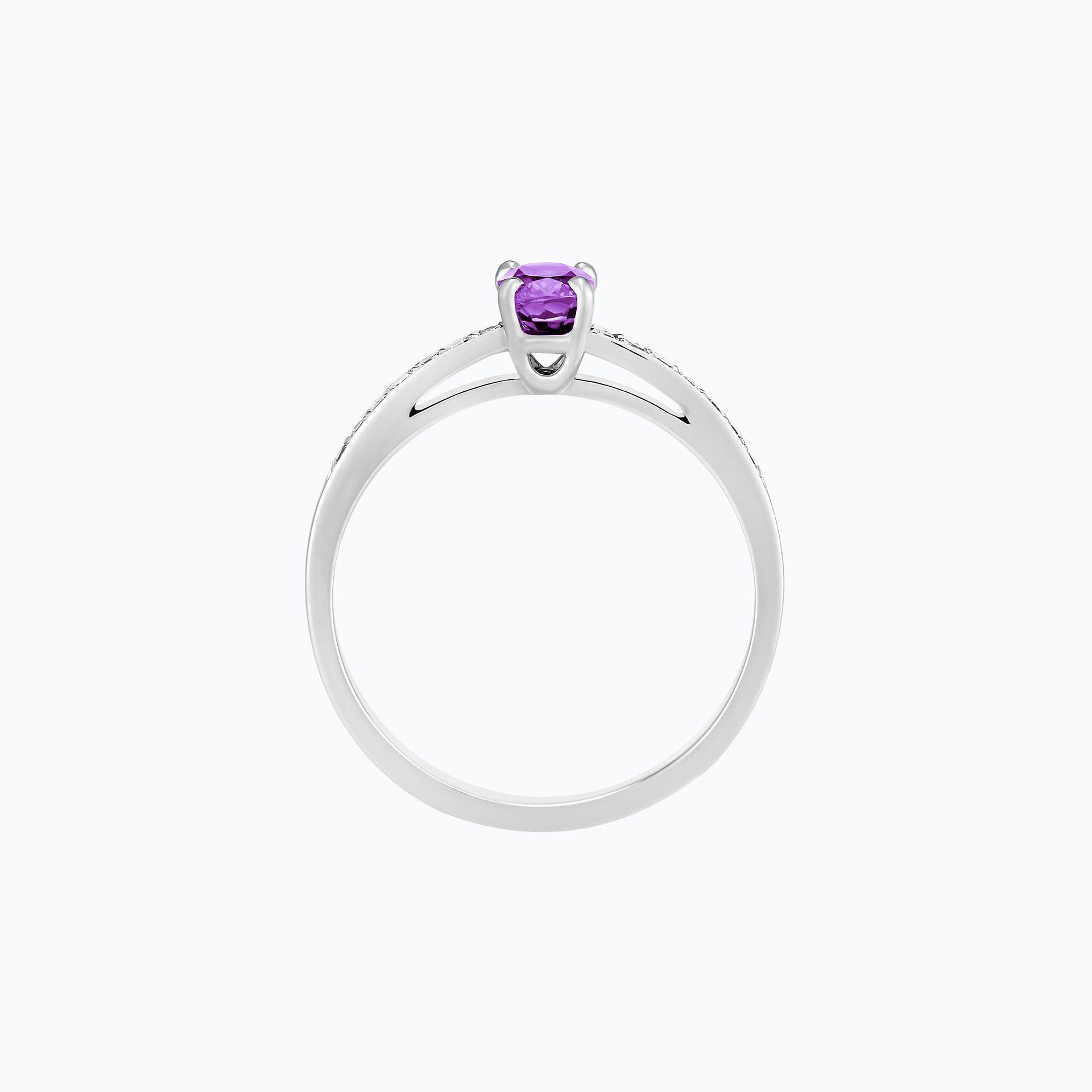 Solitaire Pavé Julia Améthyste 6 x 4 mm