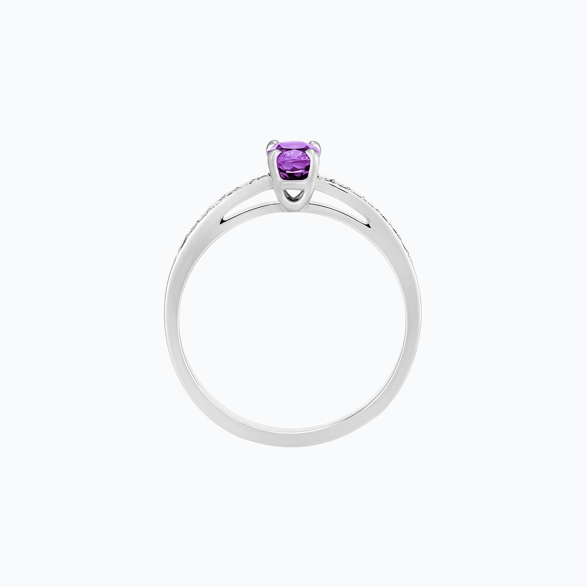 Solitaire Pavé Julia Améthyste 6 x 4 mm