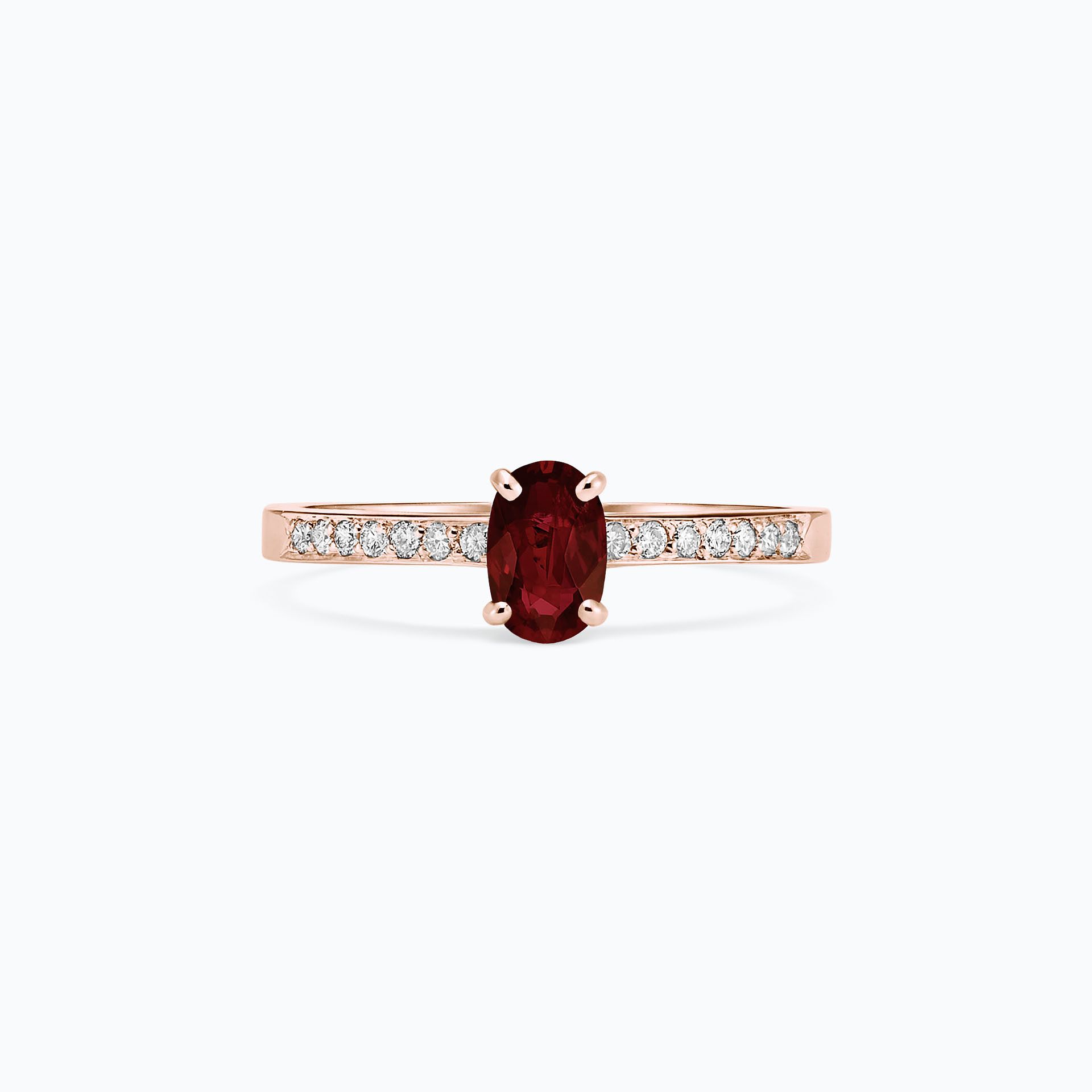 Solitaire Pavé Julia Grenat 6 x 4 mm