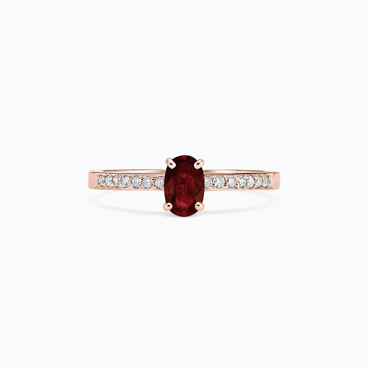 Solitaire Pavé Julia Grenat 6 x 4 mm