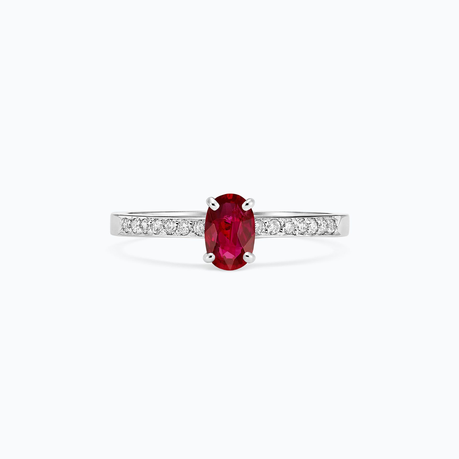 Solitaire Pavé Julia Rubis 6 x 4 mm