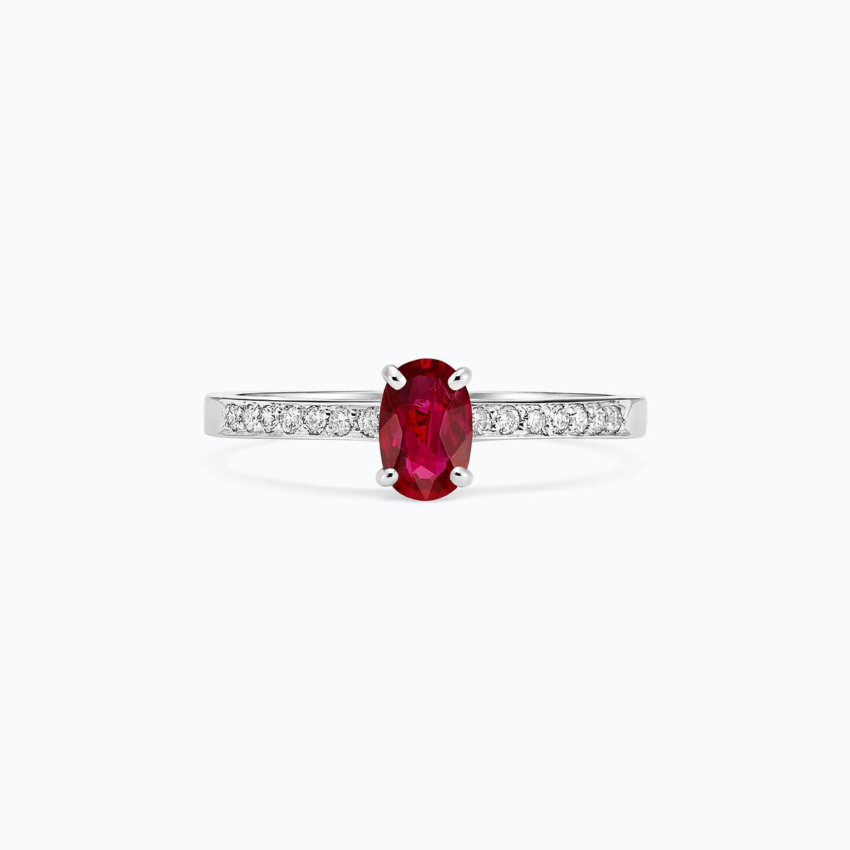 Solitaire Pavé Julia Rubis 6 x 4 mm