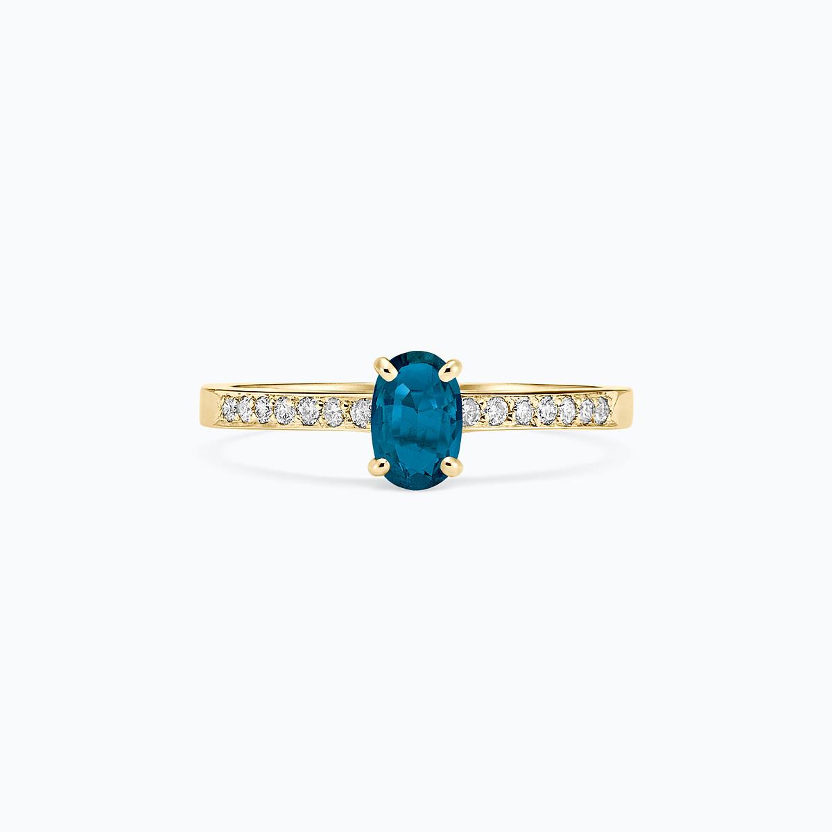 Solitaire Pavé Julia Topaze Blue London 6 x 4 mm