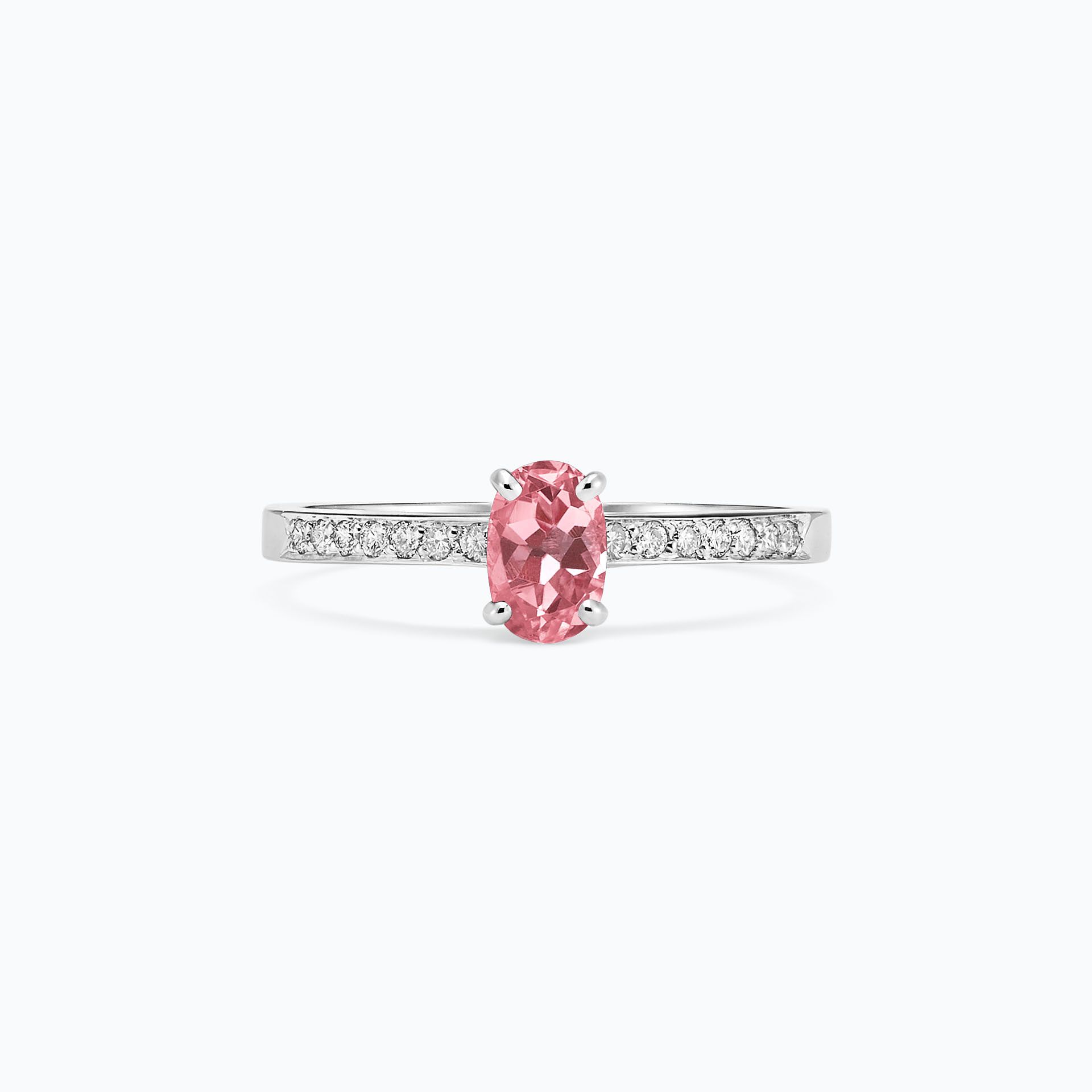 Solitaire Pavé Julia Tourmaline 6 x 4 mm