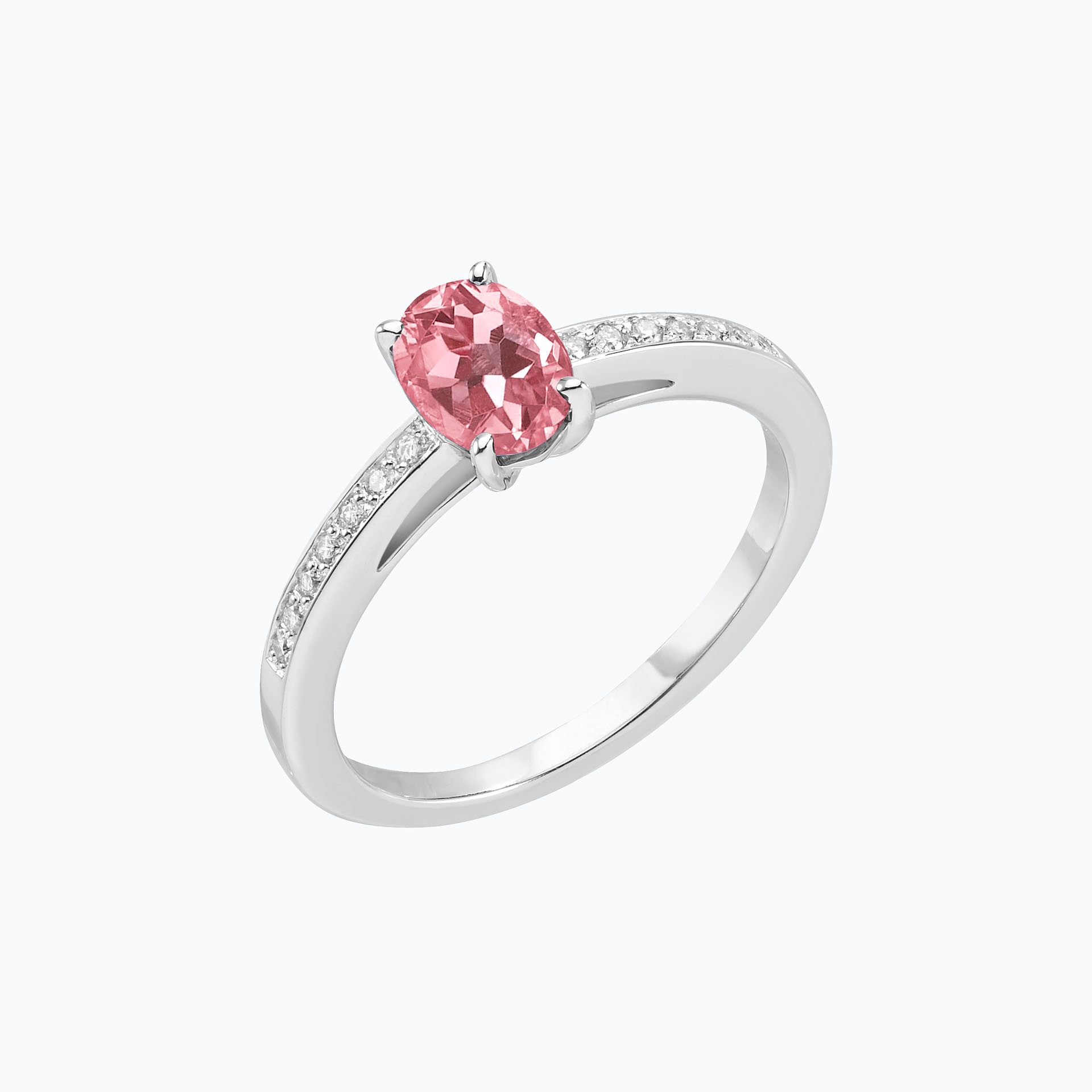 Solitaire Pavé Julia Tourmaline 6 x 4 mm