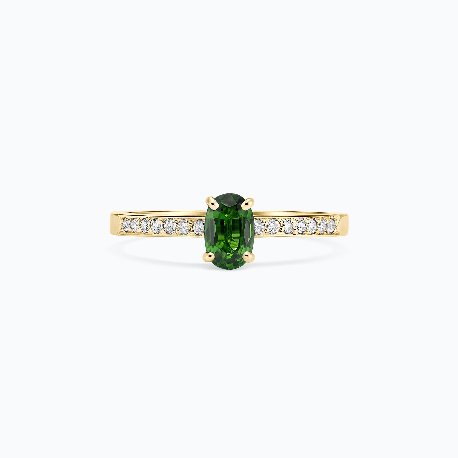Solitaire Pavé Julia Tsavorite 6 x 4 mm