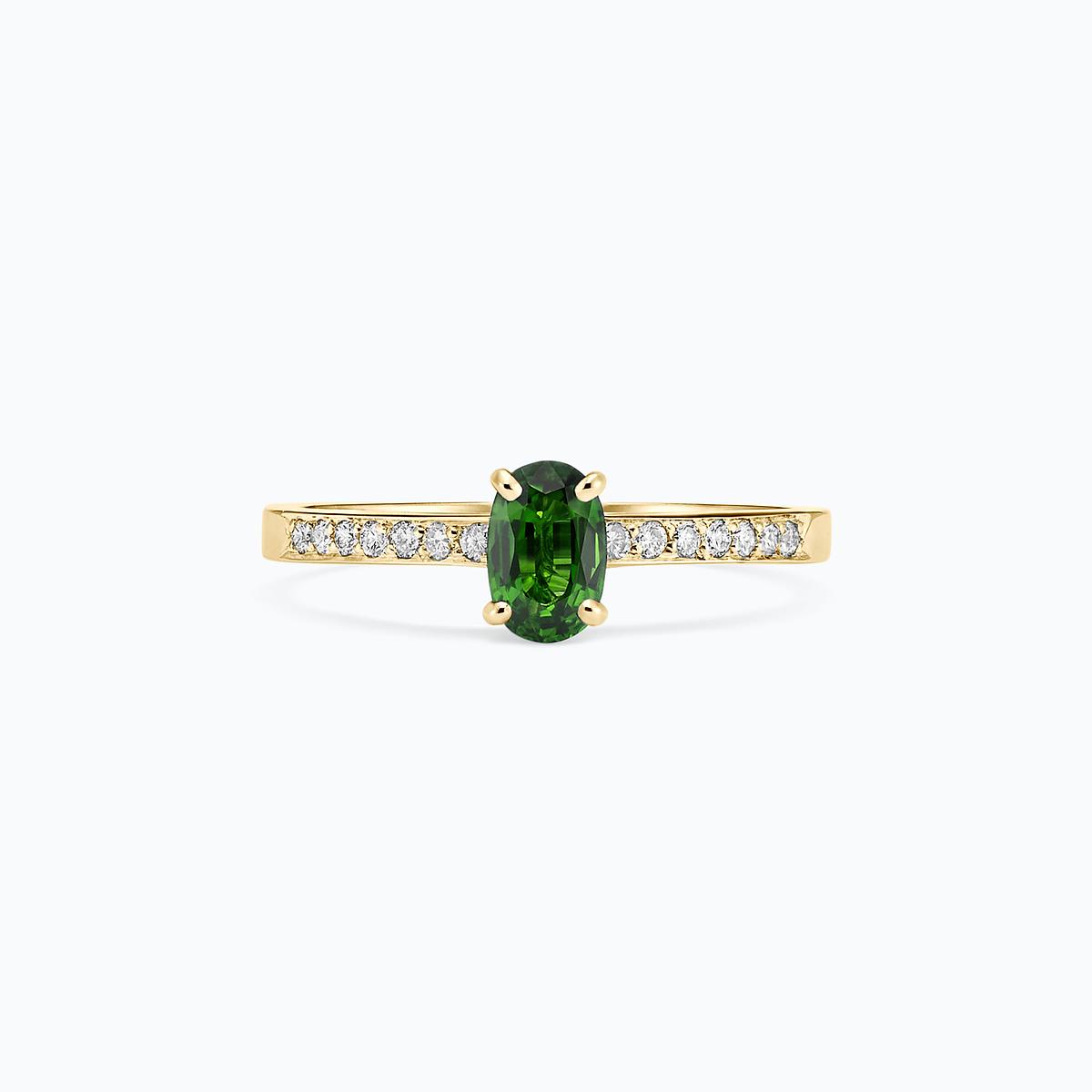 Solitaire Pavé Julia Tsavorite 6 x 4 mm