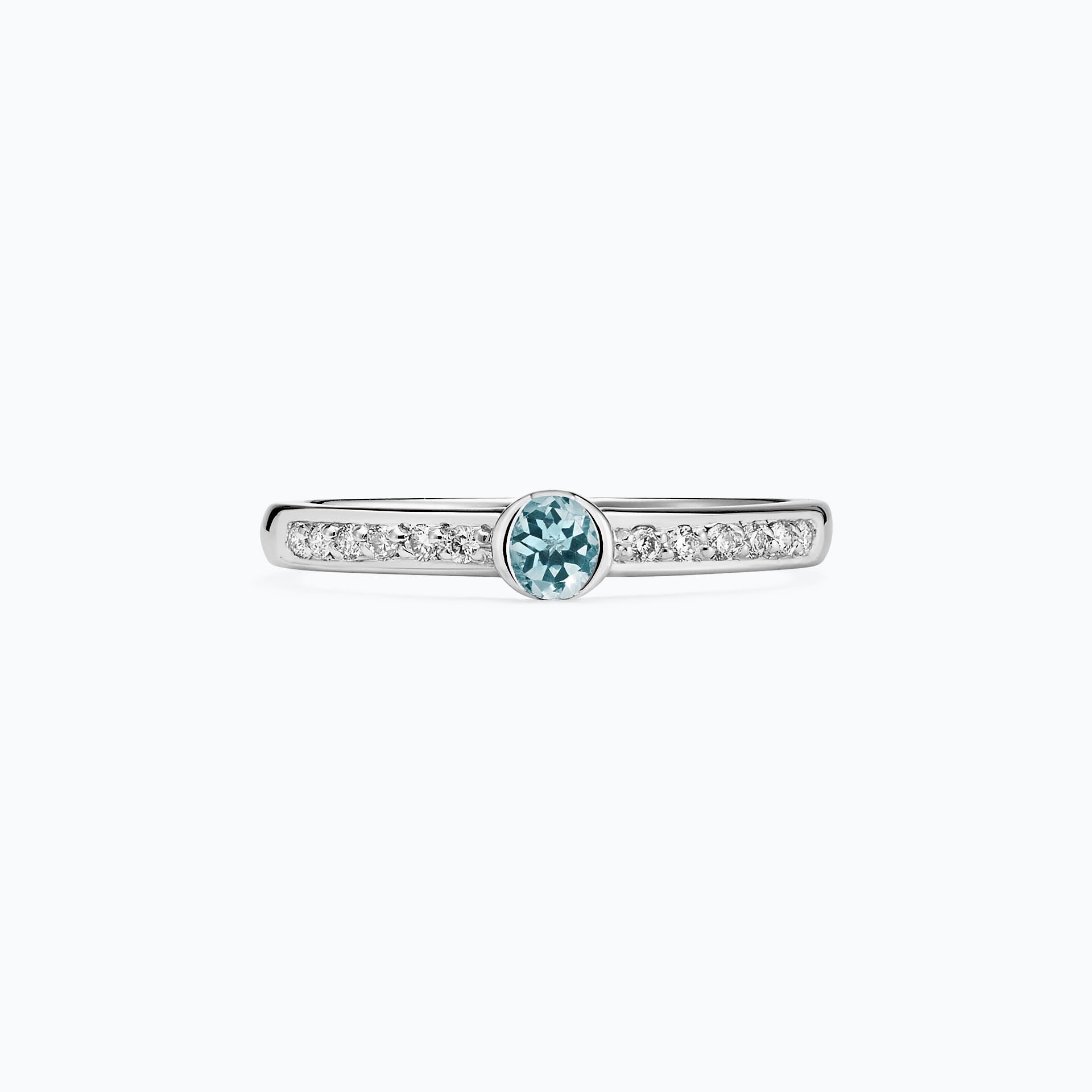 Solitaire Pavé Justine Aigue-Marine 3.5 mm