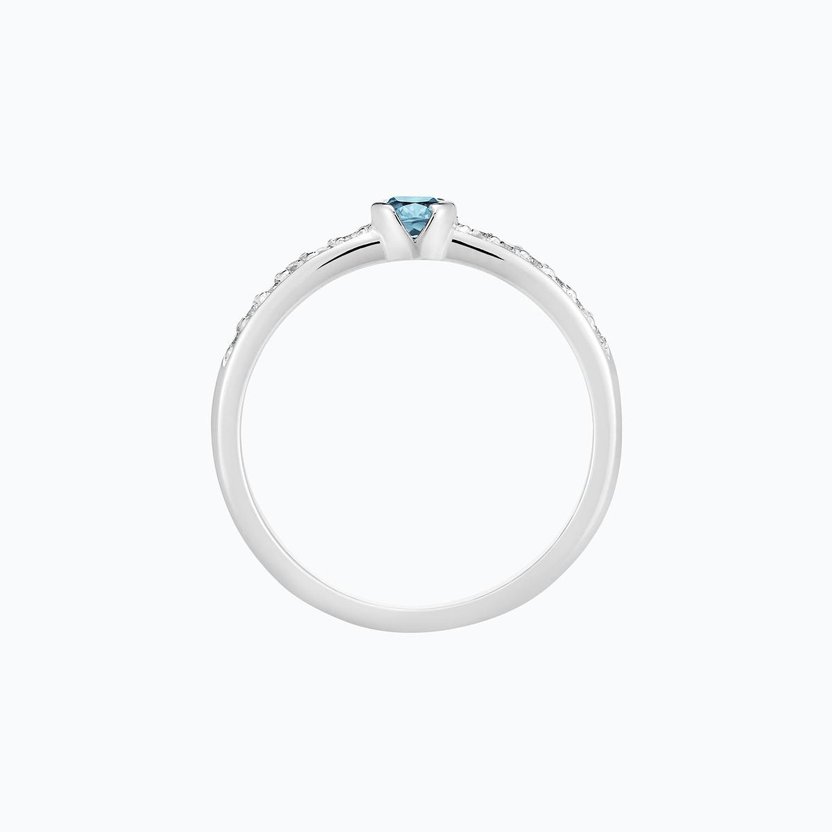 Solitaire Pavé Justine Aigue-Marine 3.5 mm