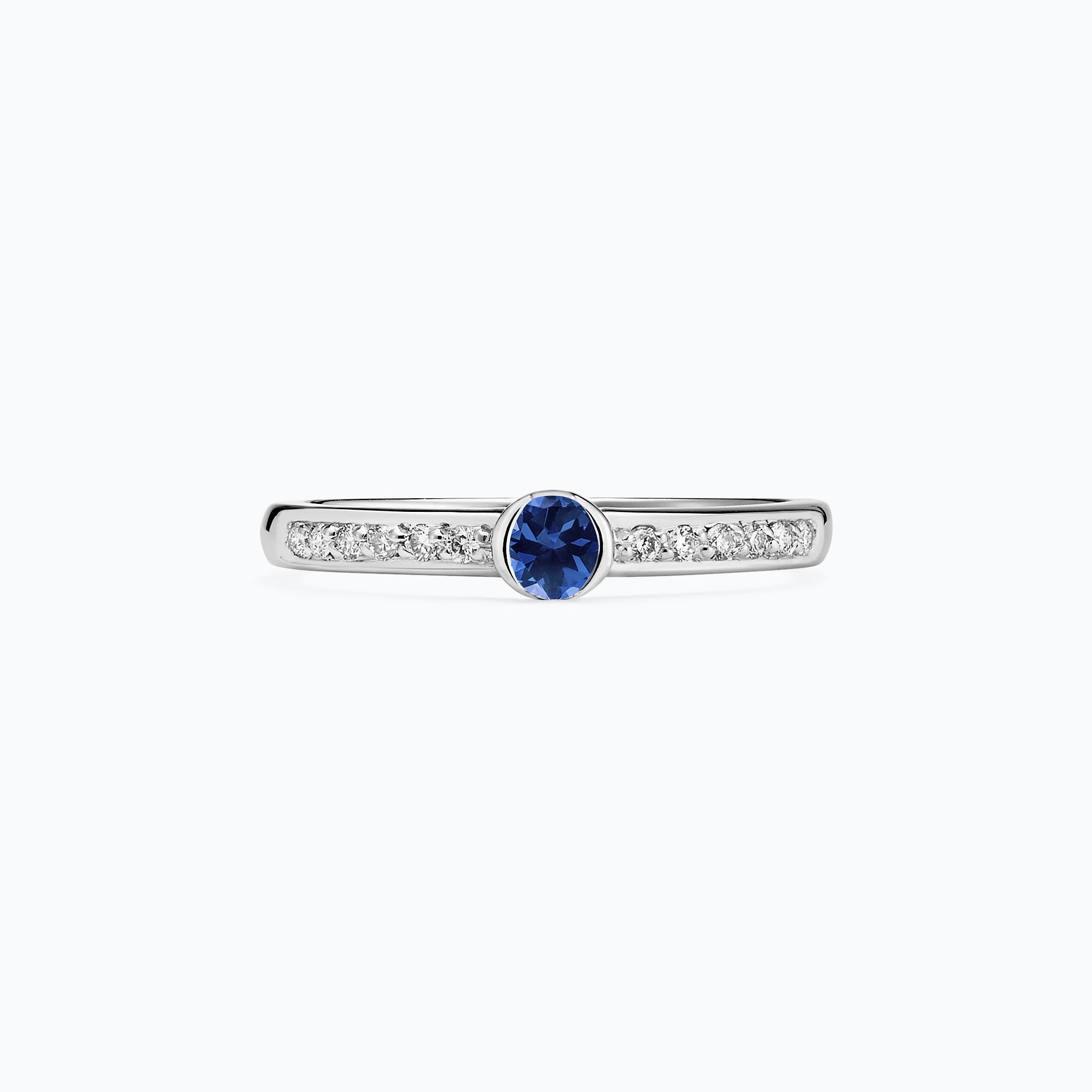 Solitaire Pavé Justine Saphir Bleu Éclipse 3.5 mm
