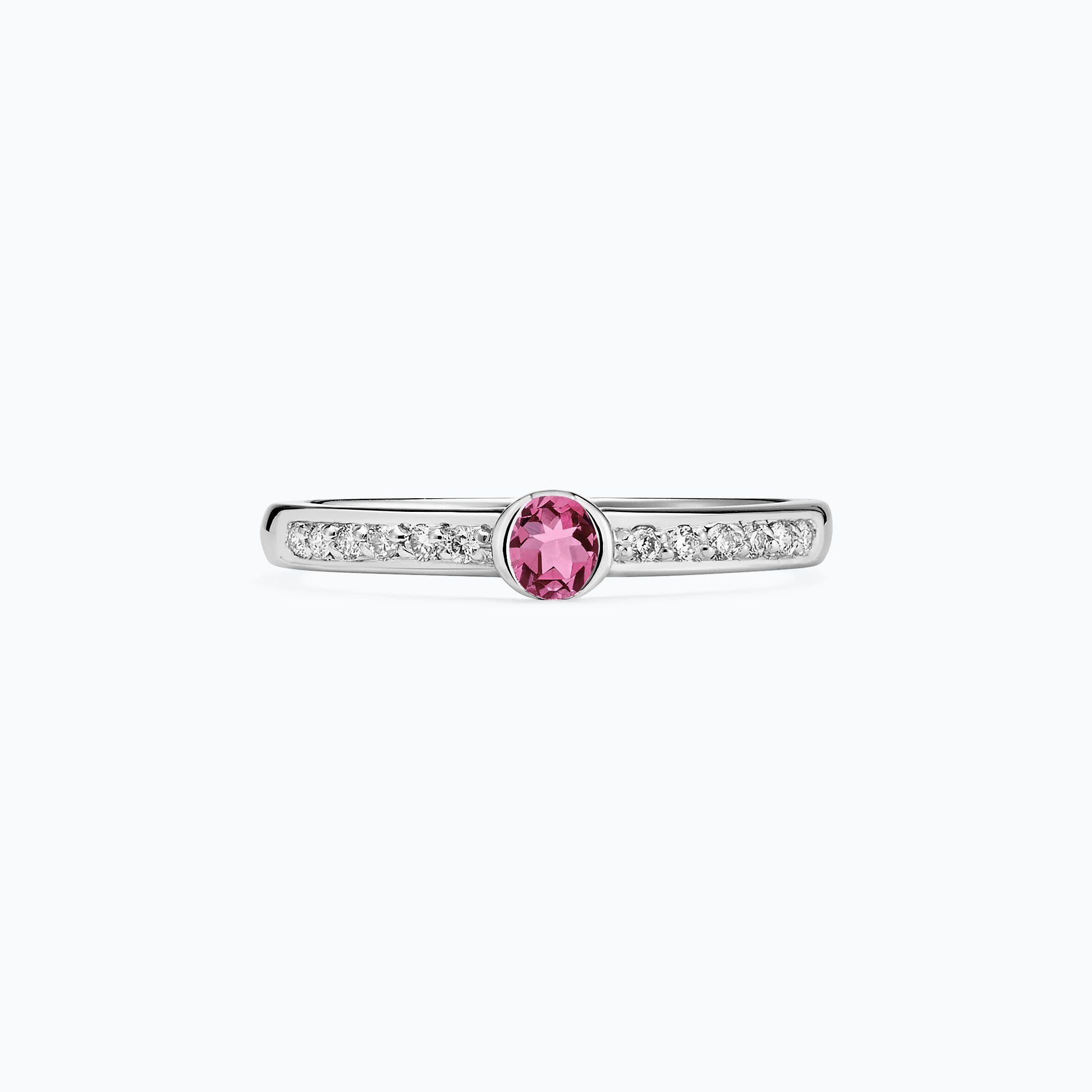 Solitaire Pavé Justine Saphir Rose Pivoine 3.5 mm