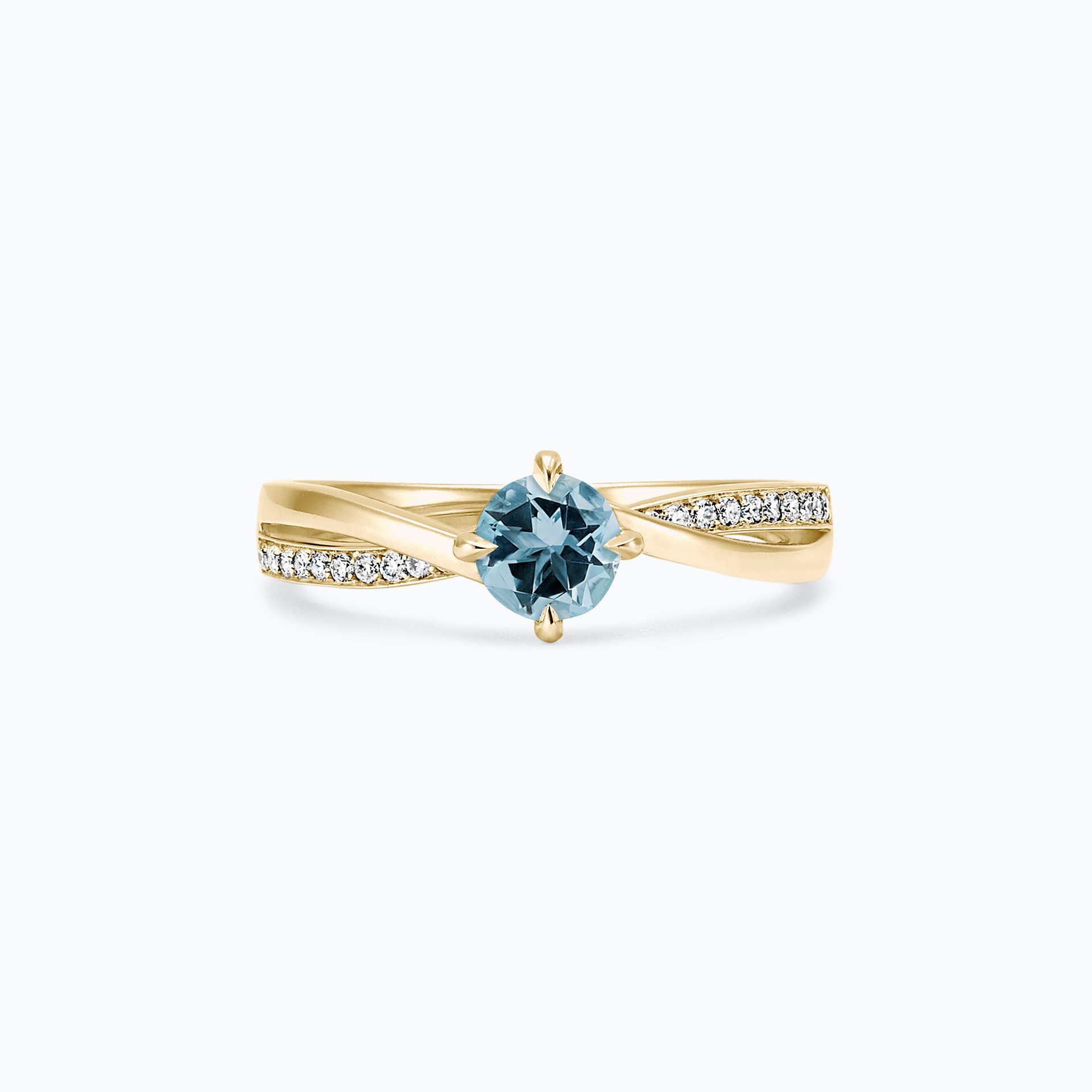 Solitaire Pavé Kelly Twist Aigue-Marine 4.5 mm