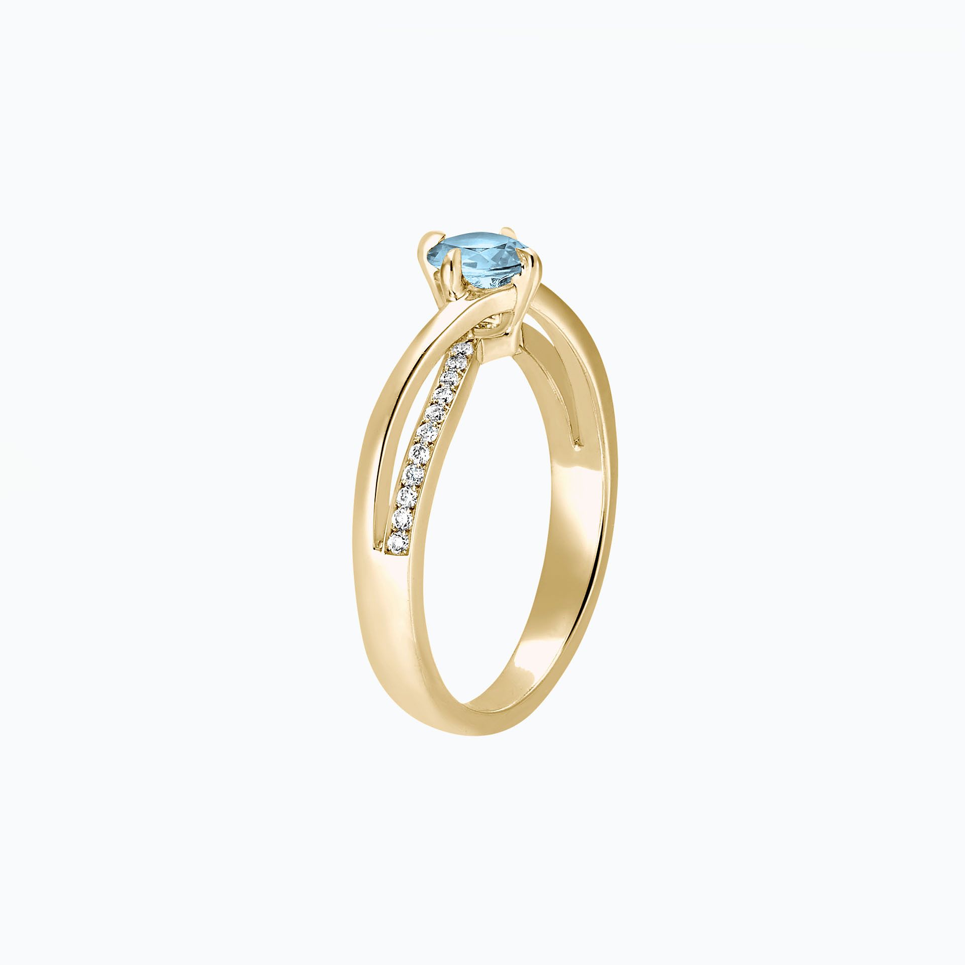 Solitaire Pavé Kelly Twist Aigue-Marine 4.5 mm