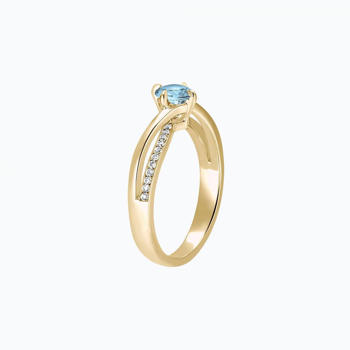 Solitaire Pavé Kelly Twist Aigue-Marine 4.5 mm