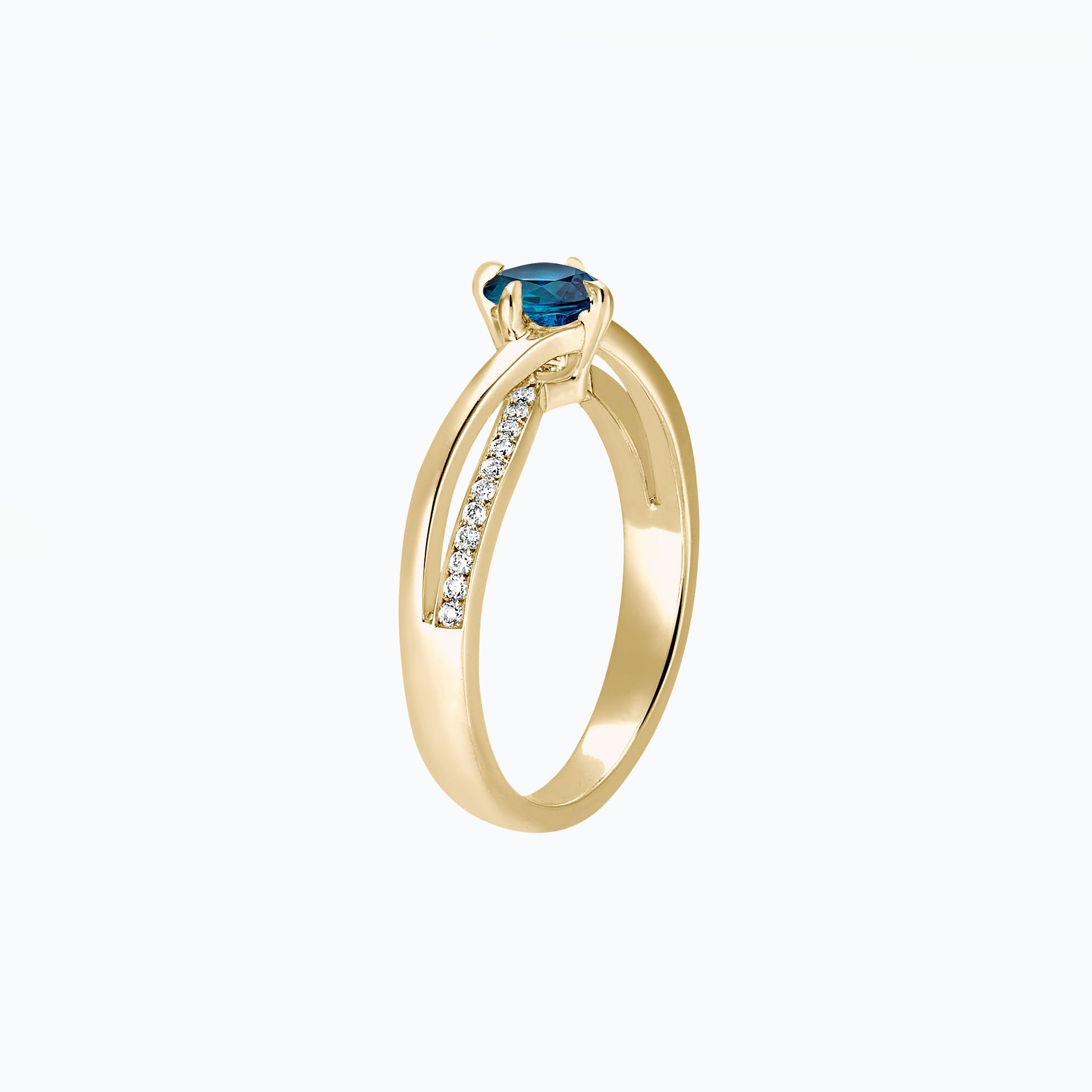 Solitaire Pavé Kelly Twist Topaze Blue London 4.5 mm
