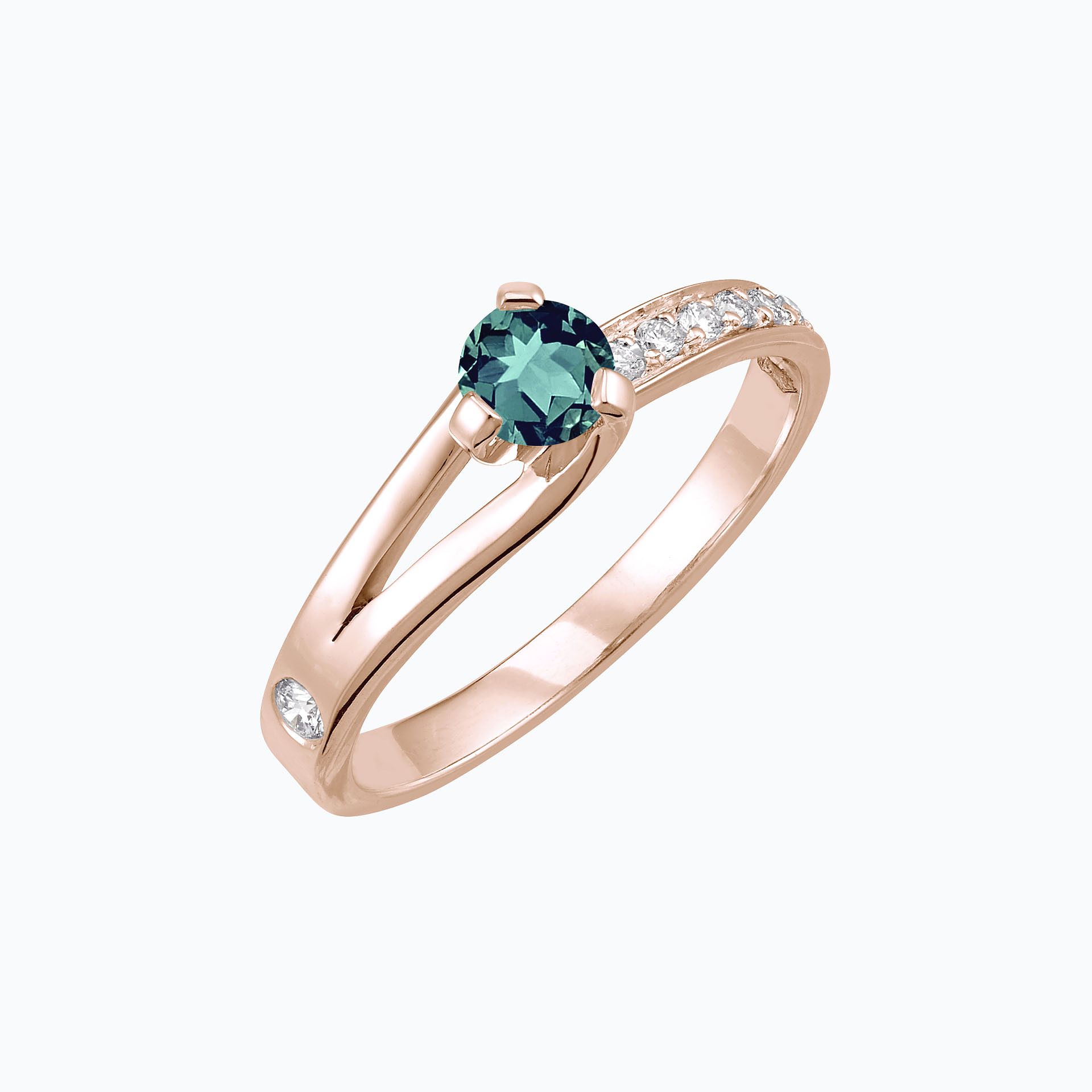 Solitaire Pavé Étoile Saphir Teal 4.5 mm