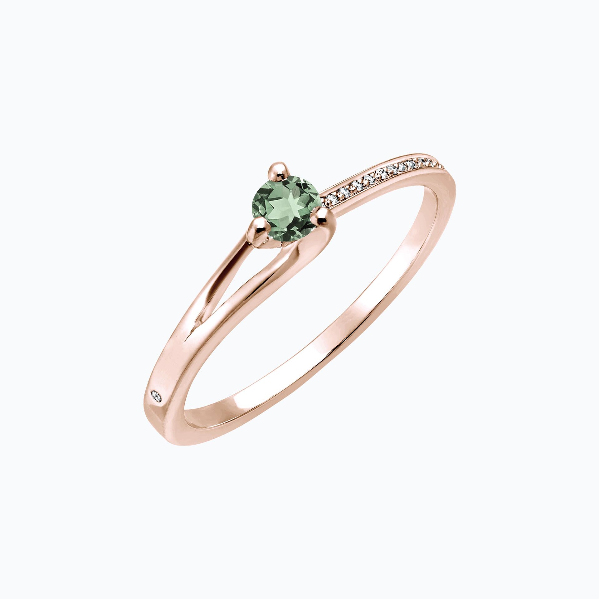 Solitaire Pavé Étoile Saphir Vert 3.5 mm