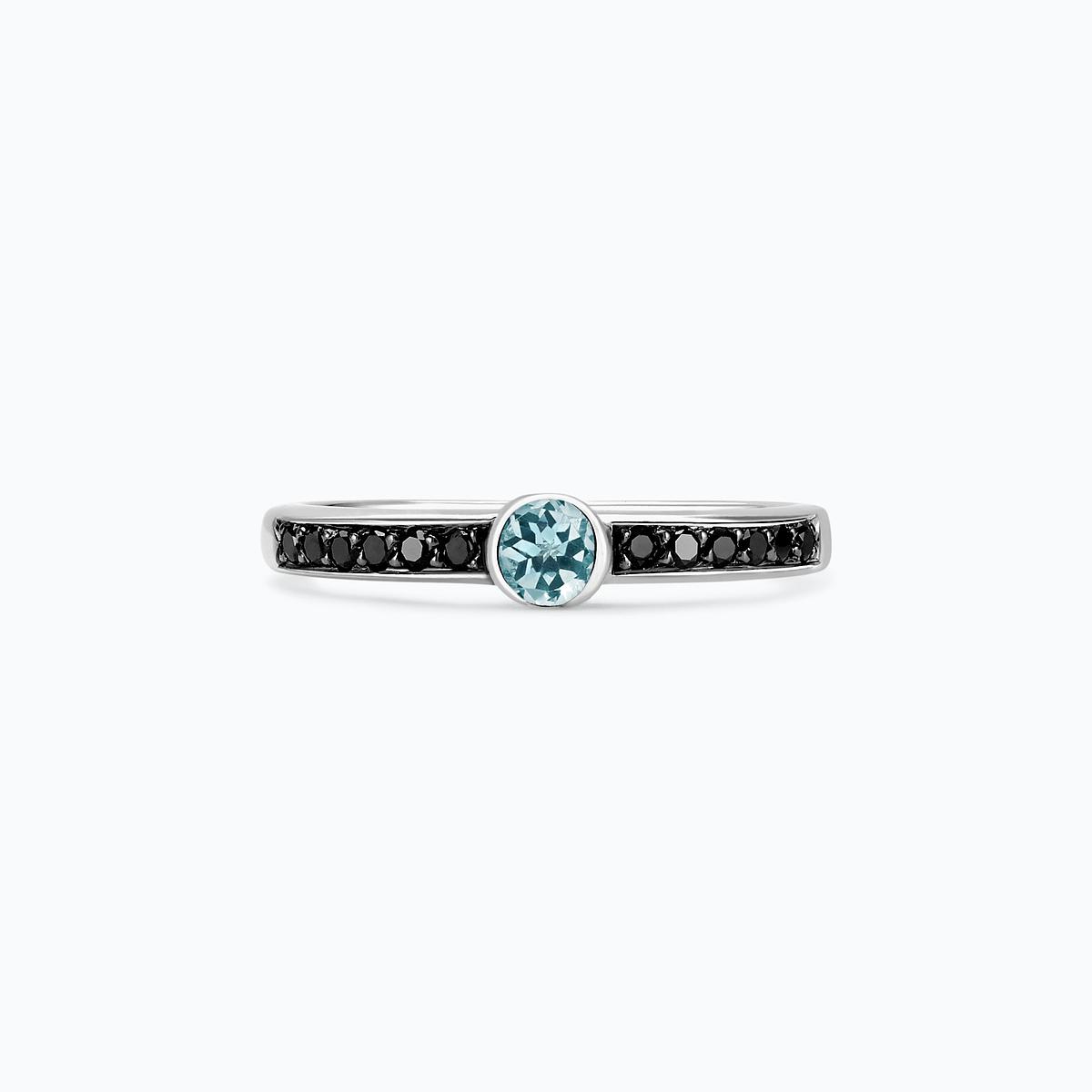 Solitaire Pavé Flora Aigue-Marine 3.5 mm