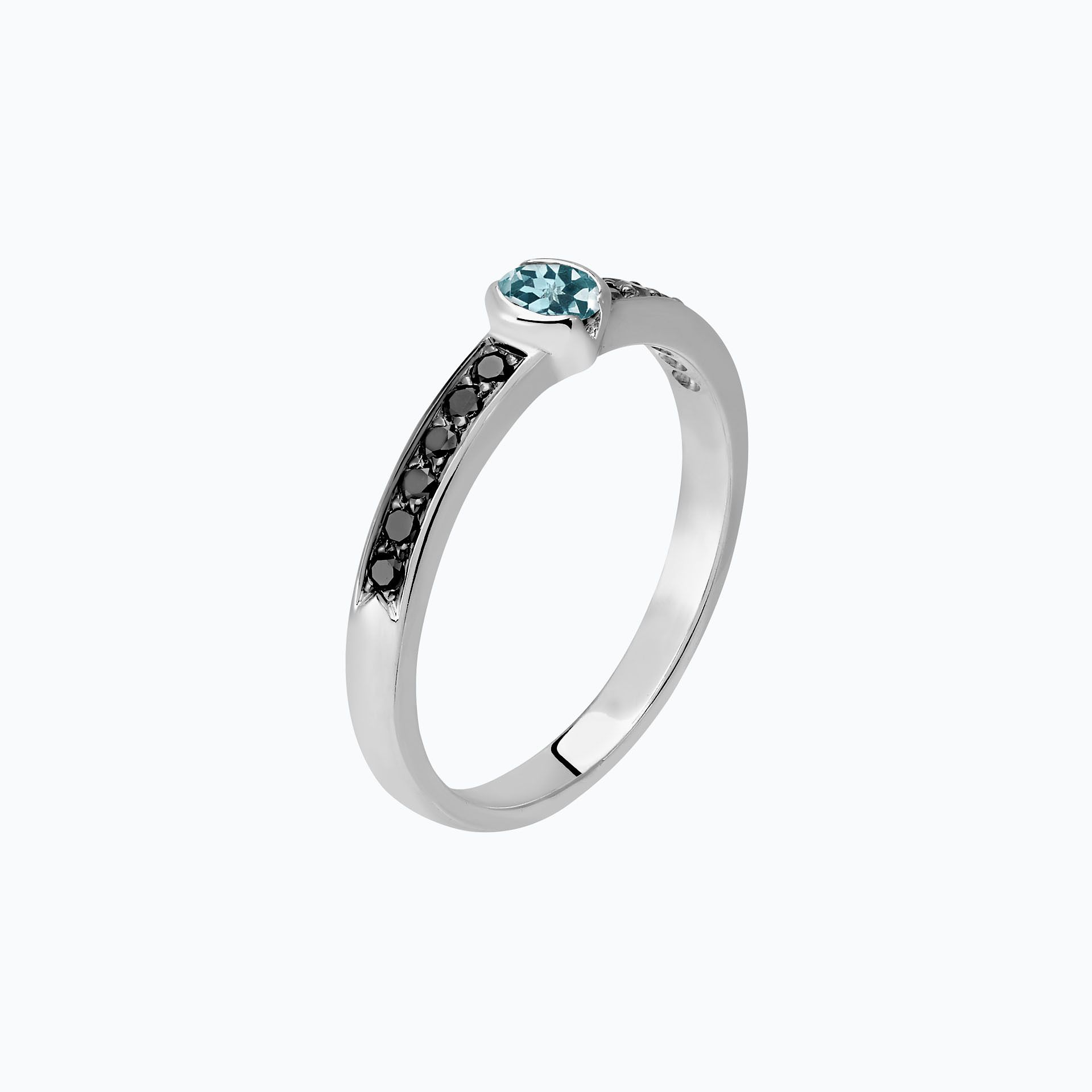 Solitaire Pavé Flora Aigue-Marine 3.5 mm