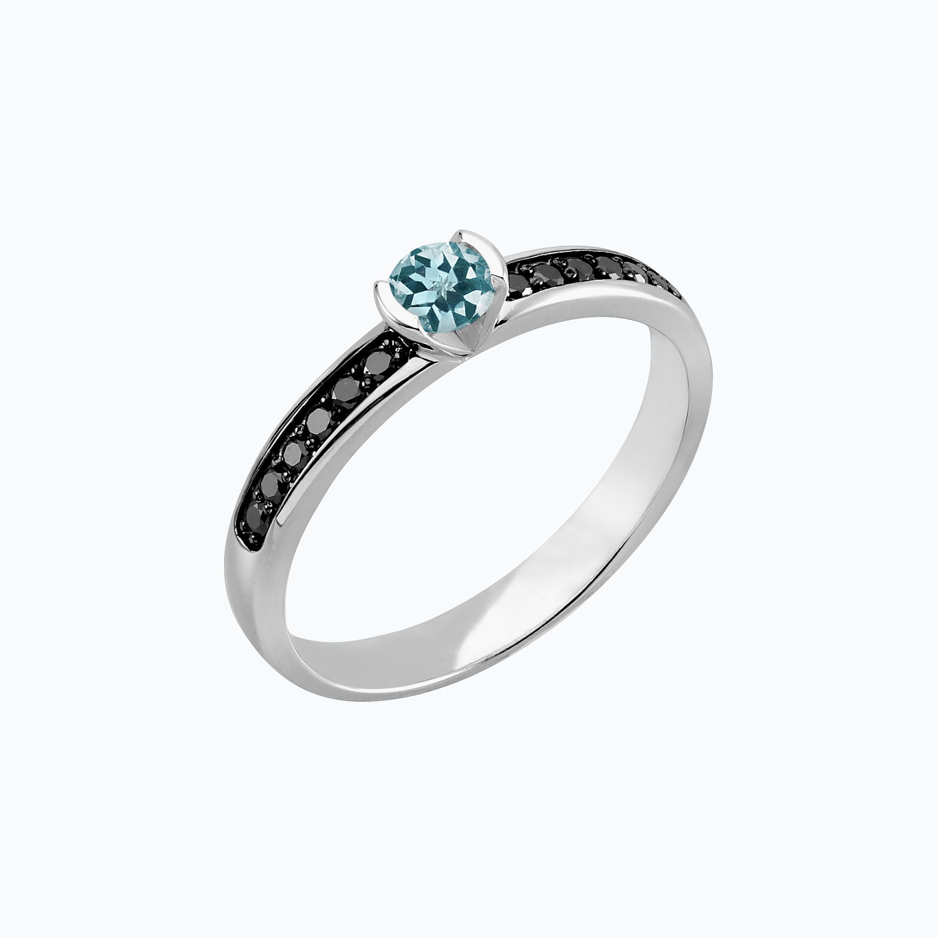 Solitaire Pavé Flora Aigue-Marine 3.5 mm