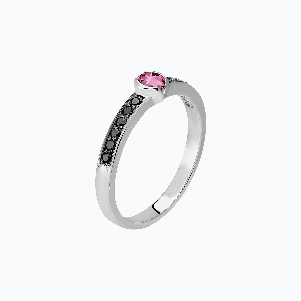 Solitaire Pavé Flora Saphir Rose Pivoine 3.5 mm