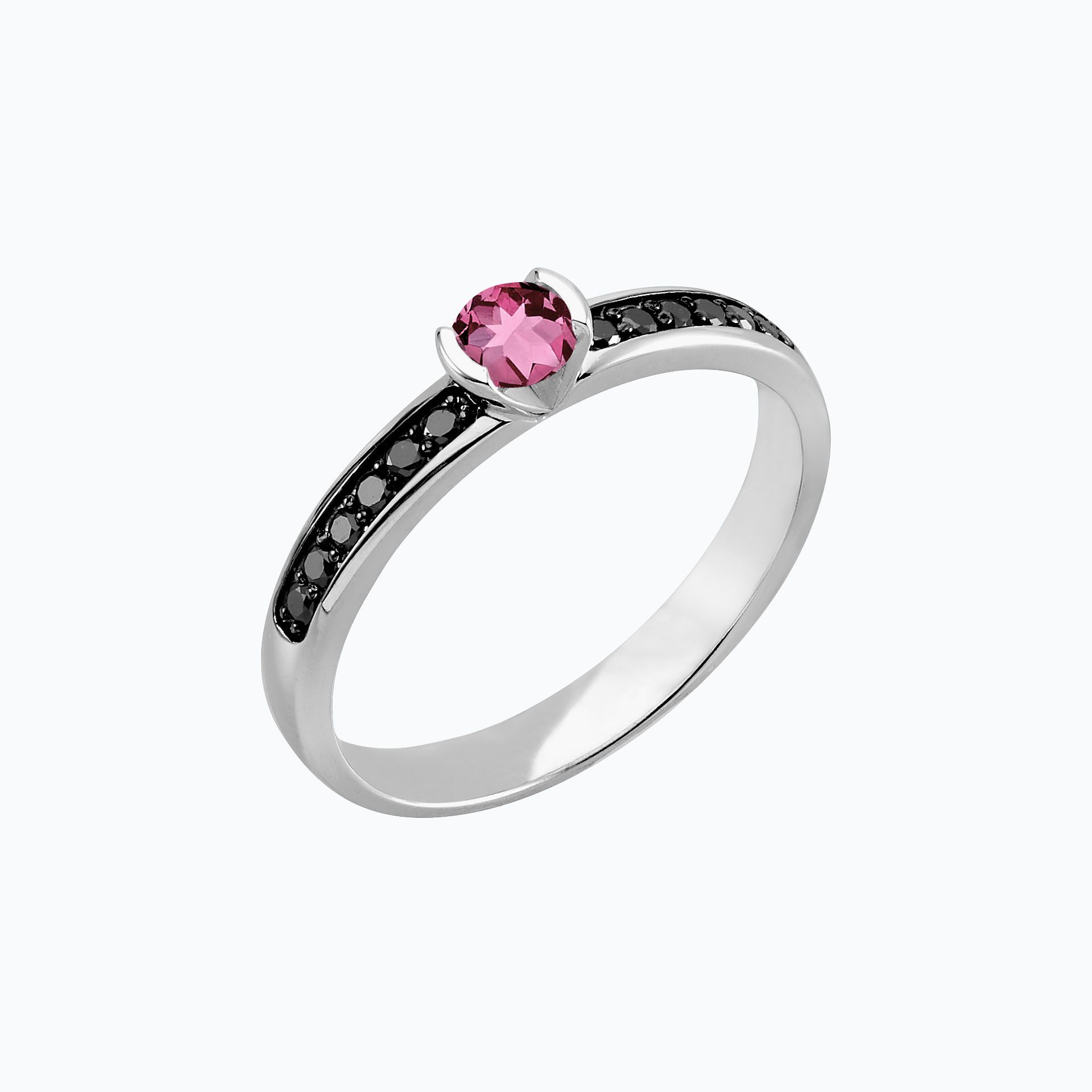 Solitaire Pavé Flora Saphir Rose Pivoine 3.5 mm
