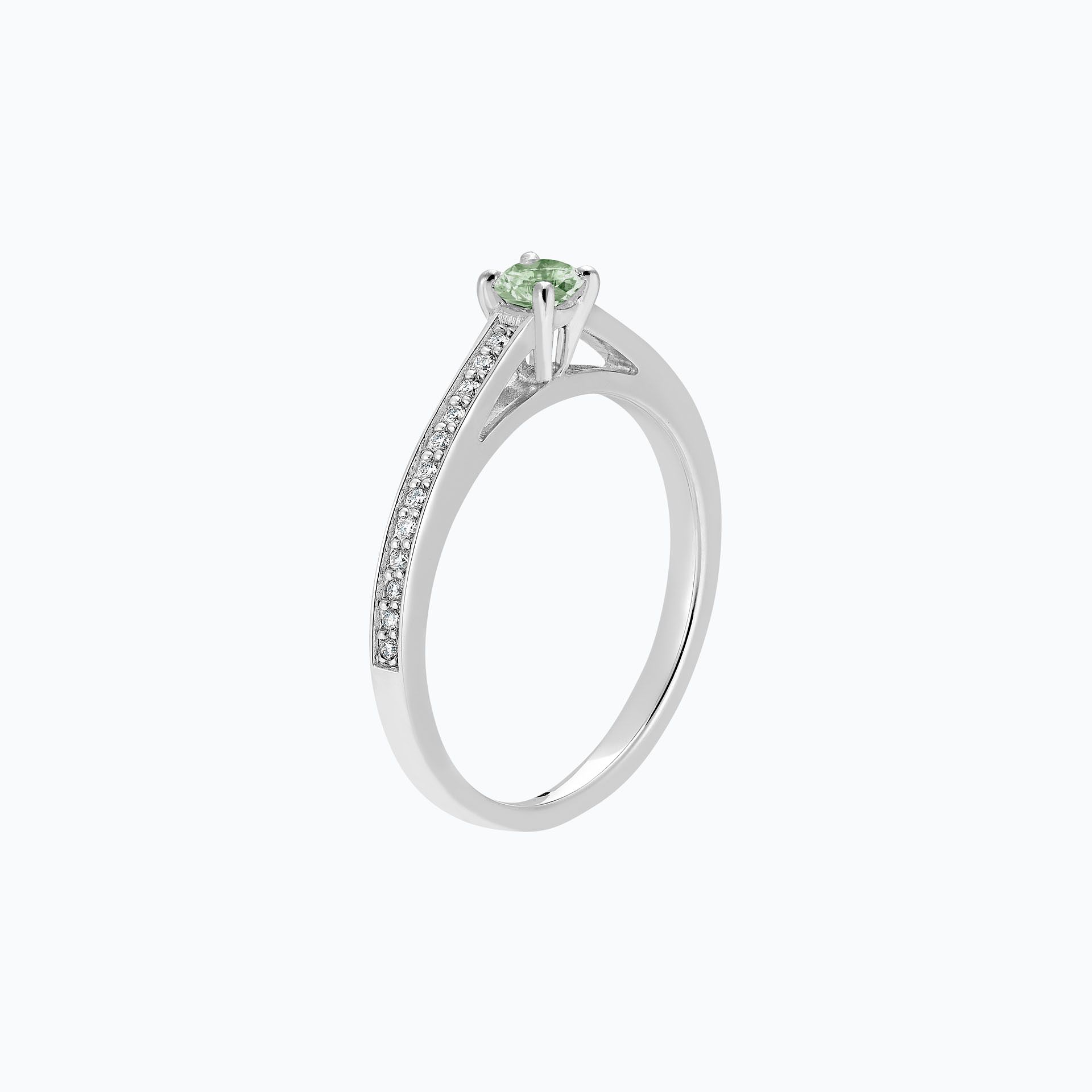 Solitaire Pavé Lagon Bleu Saphir Vert 3.5 mm