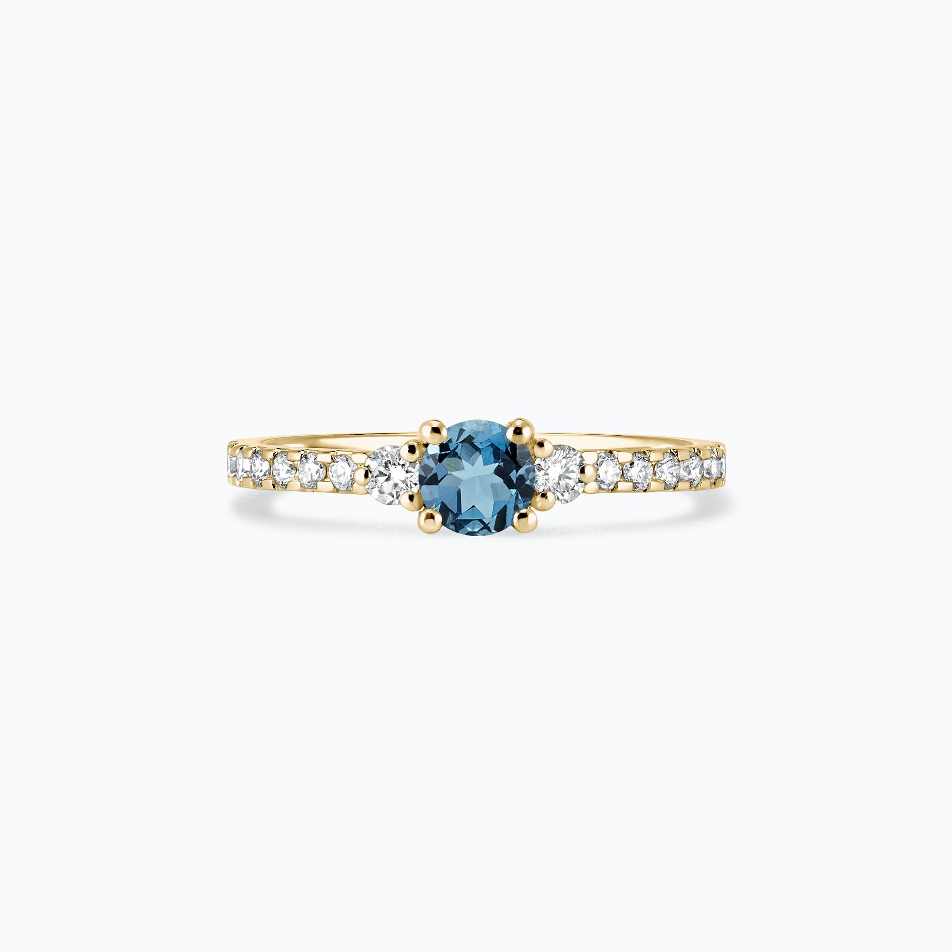 Solitaire Pavé Lolly Aigue-Marine 4.5 mm