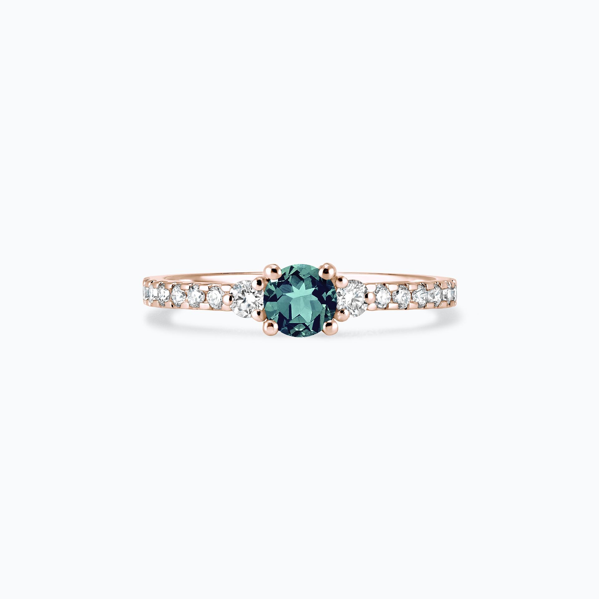 Solitaire Pavé Lolly Saphir Teal 4.5 mm
