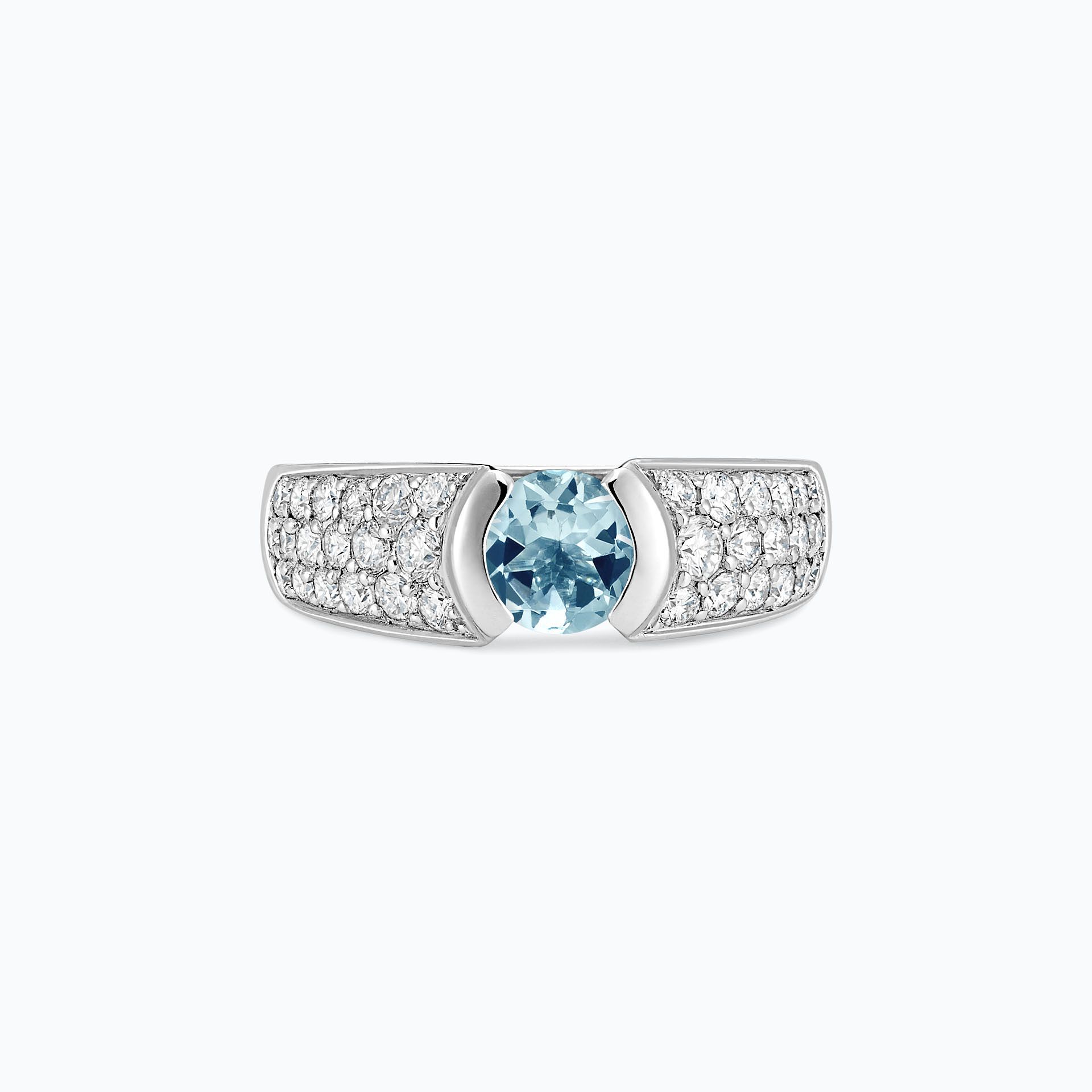 Alliance Femme Dolly-Bijoux Taille 56 - Aigue-marine Pavée Diamants Cz - Argent 925 Rhodié