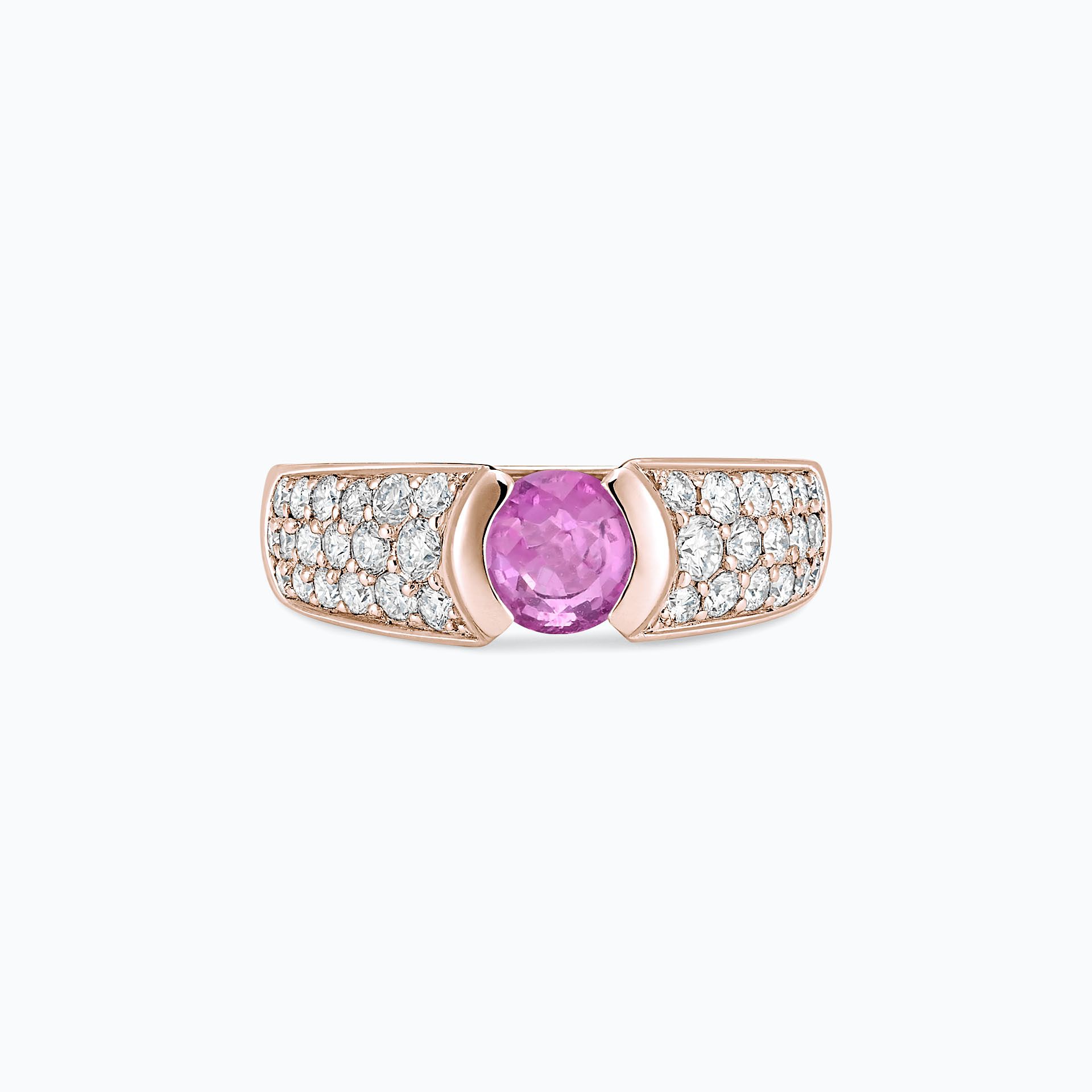 Solitaire Pavé Lovelace Saphir Rose
