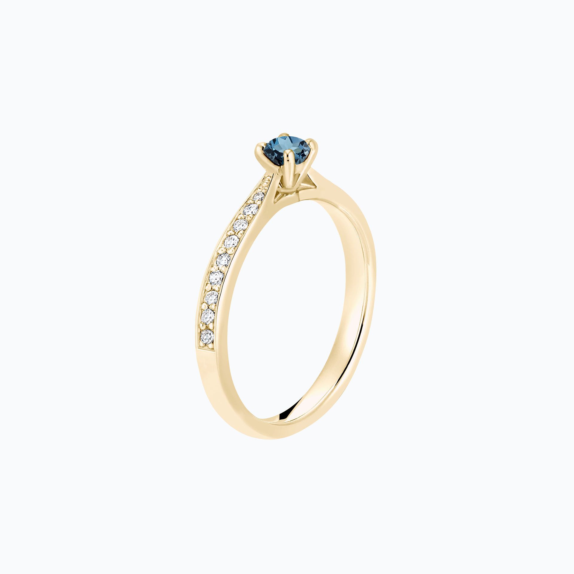Solitaire Pavé Romance Aigue-Marine 3.5 mm