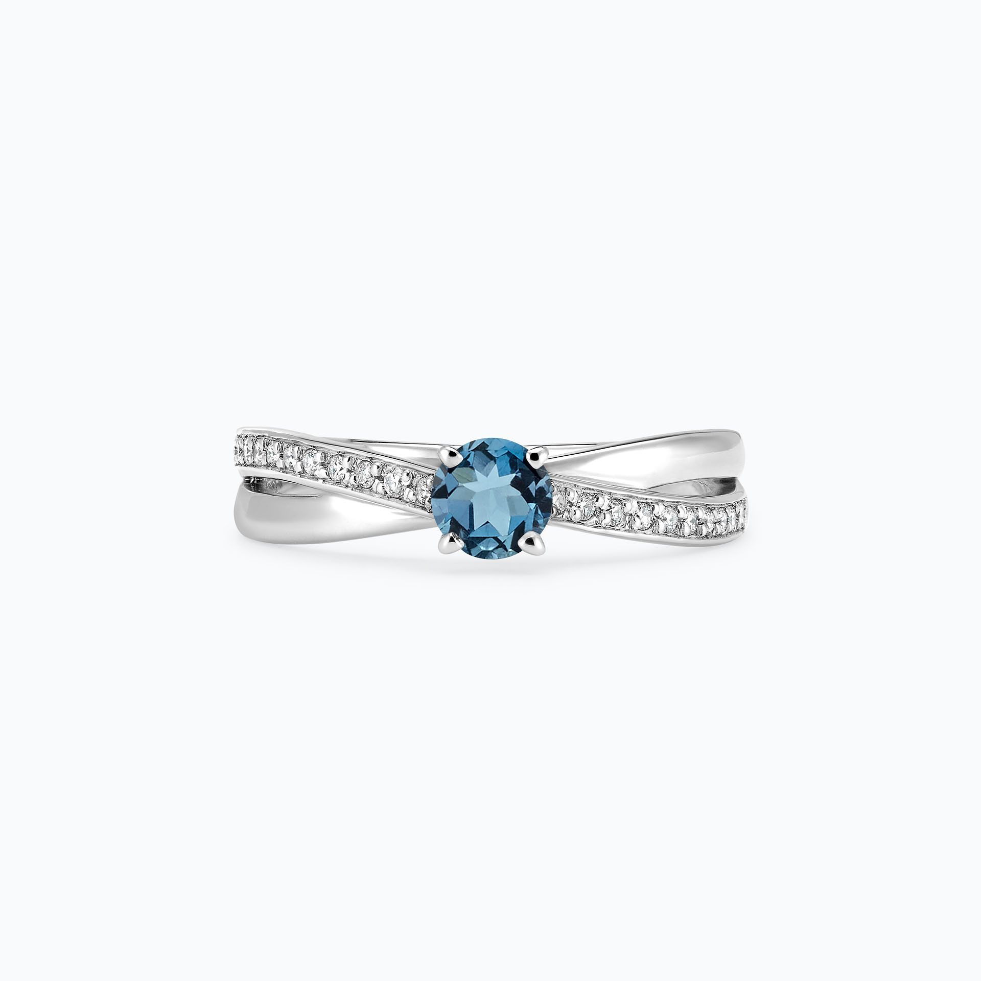 Solitaire Pavé Kokoro Aigue-Marine 4.5 mm