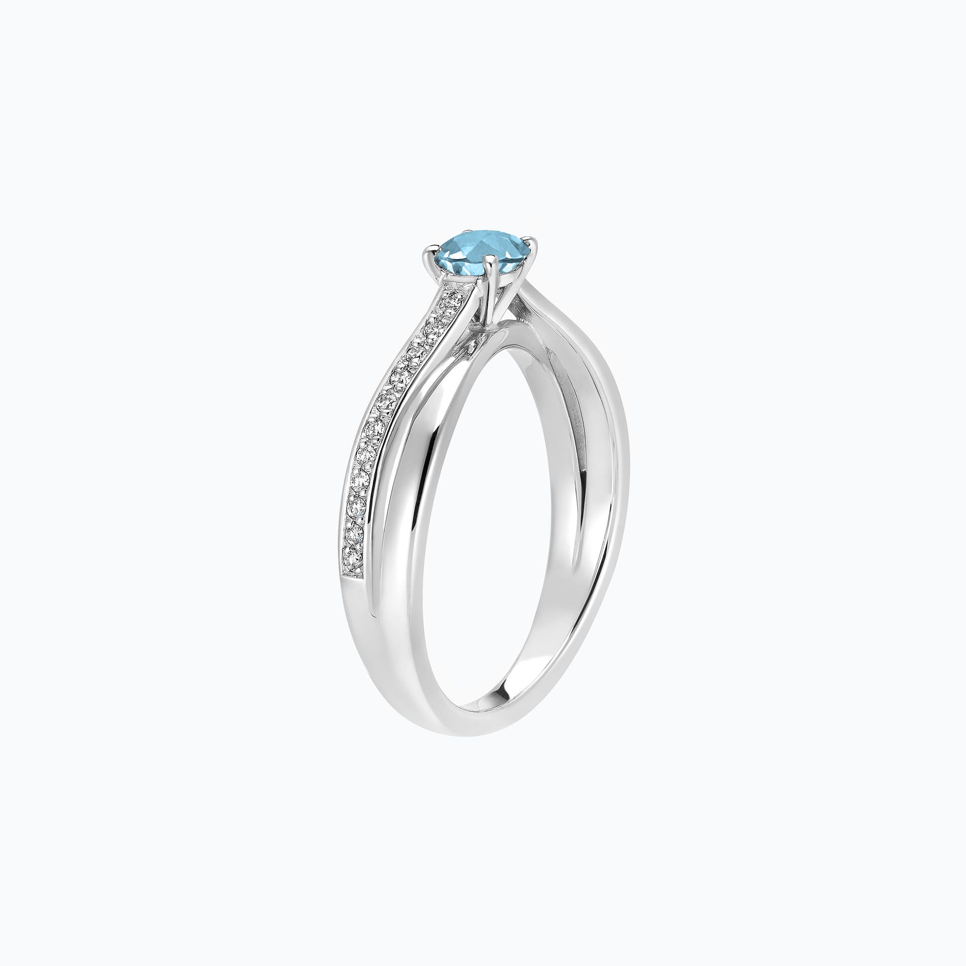 Solitaire Pavé Kokoro Aigue-Marine 4.5 mm
