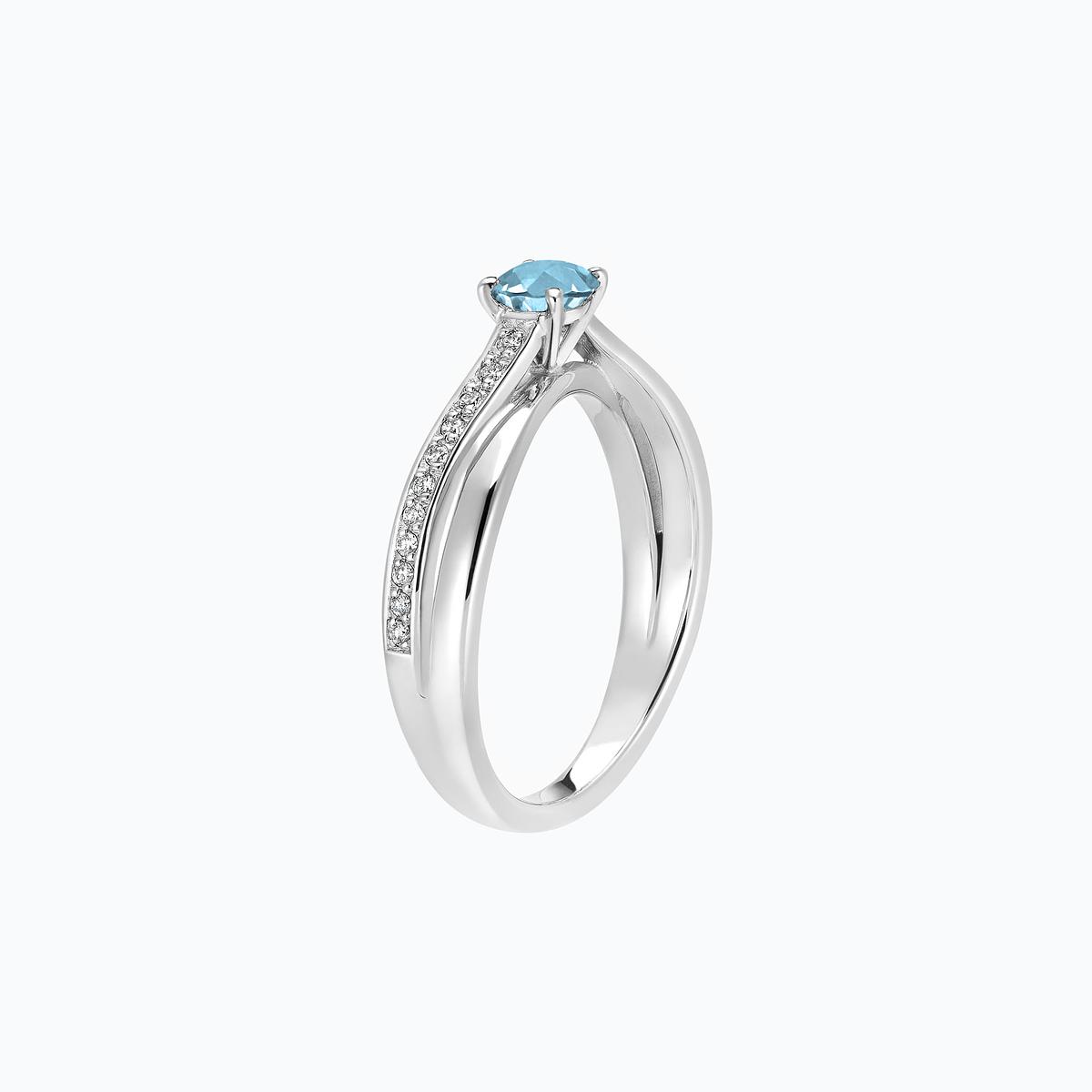 Solitaire Pavé Kokoro Aigue-Marine 4.5 mm