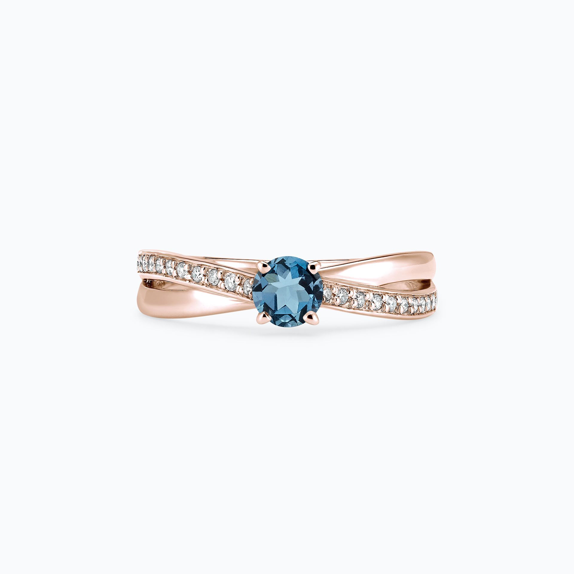 Solitaire Pavé Kokoro Aigue-Marine 4.5 mm