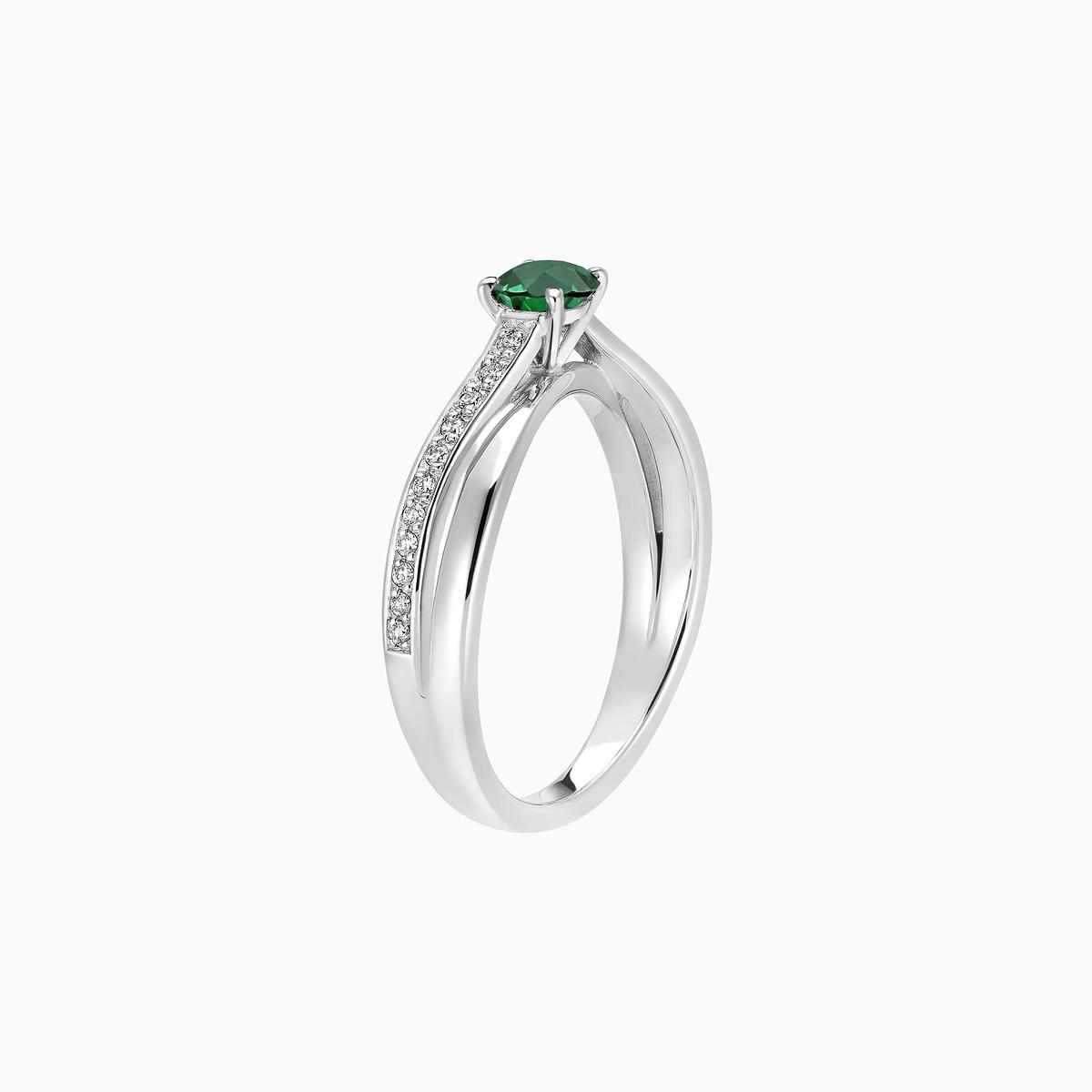 Solitaire Pavé Kokoro Émeraude 4.5 mm