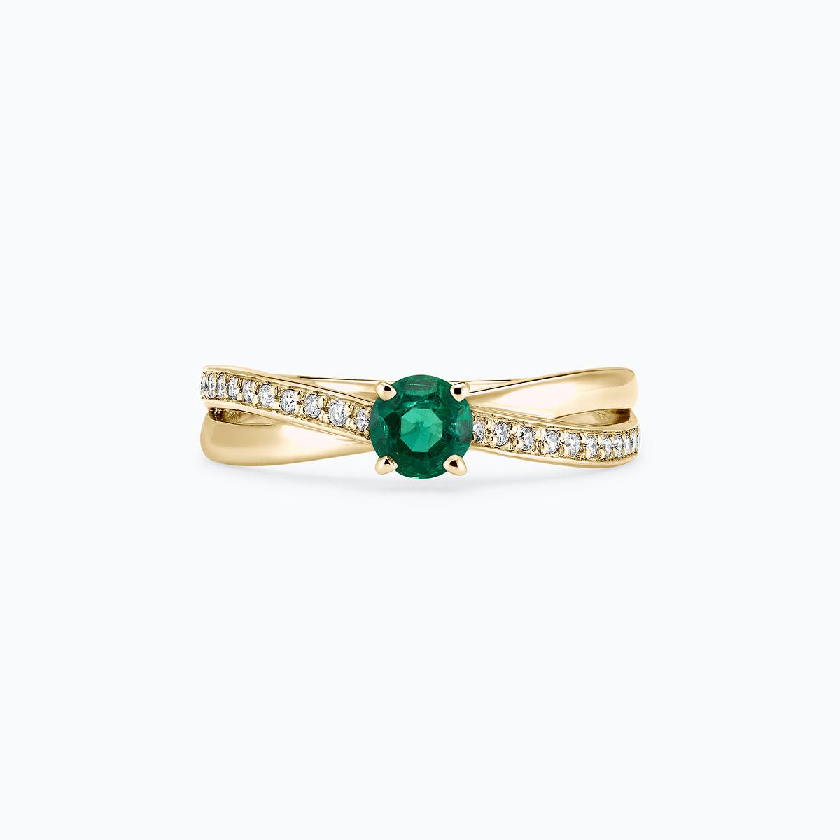 Solitaire Pavé Kokoro Émeraude 4.5 mm