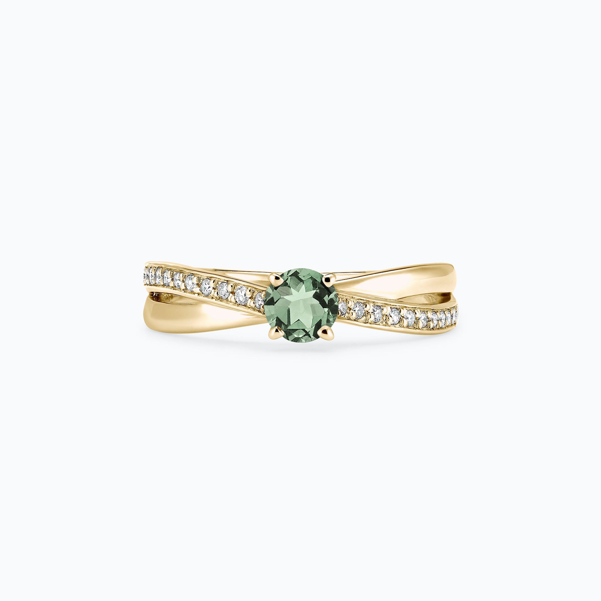 Solitaire Pavé Kokoro Saphir Vert 4.5 mm