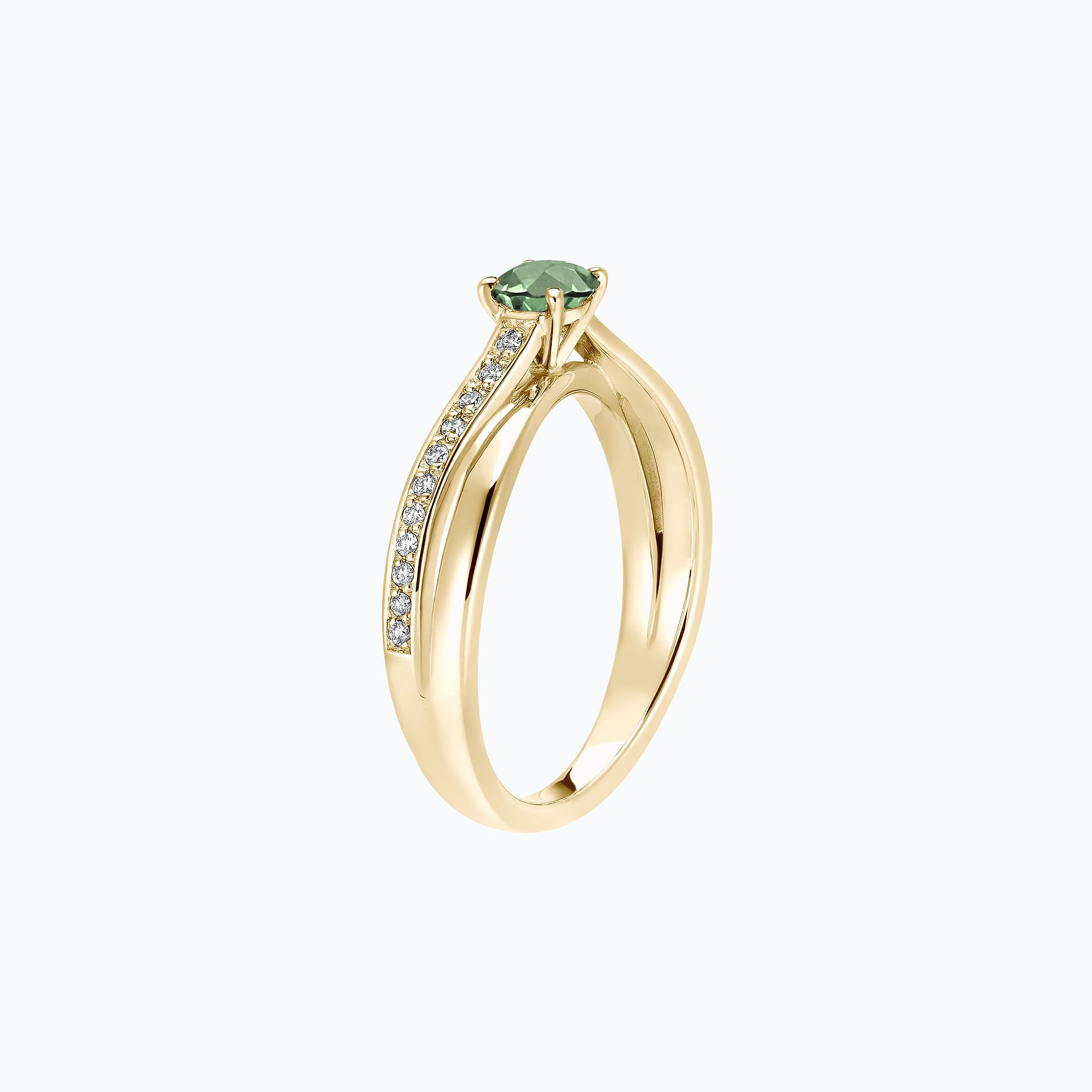Solitaire Pavé Kokoro Saphir Vert 4.5 mm