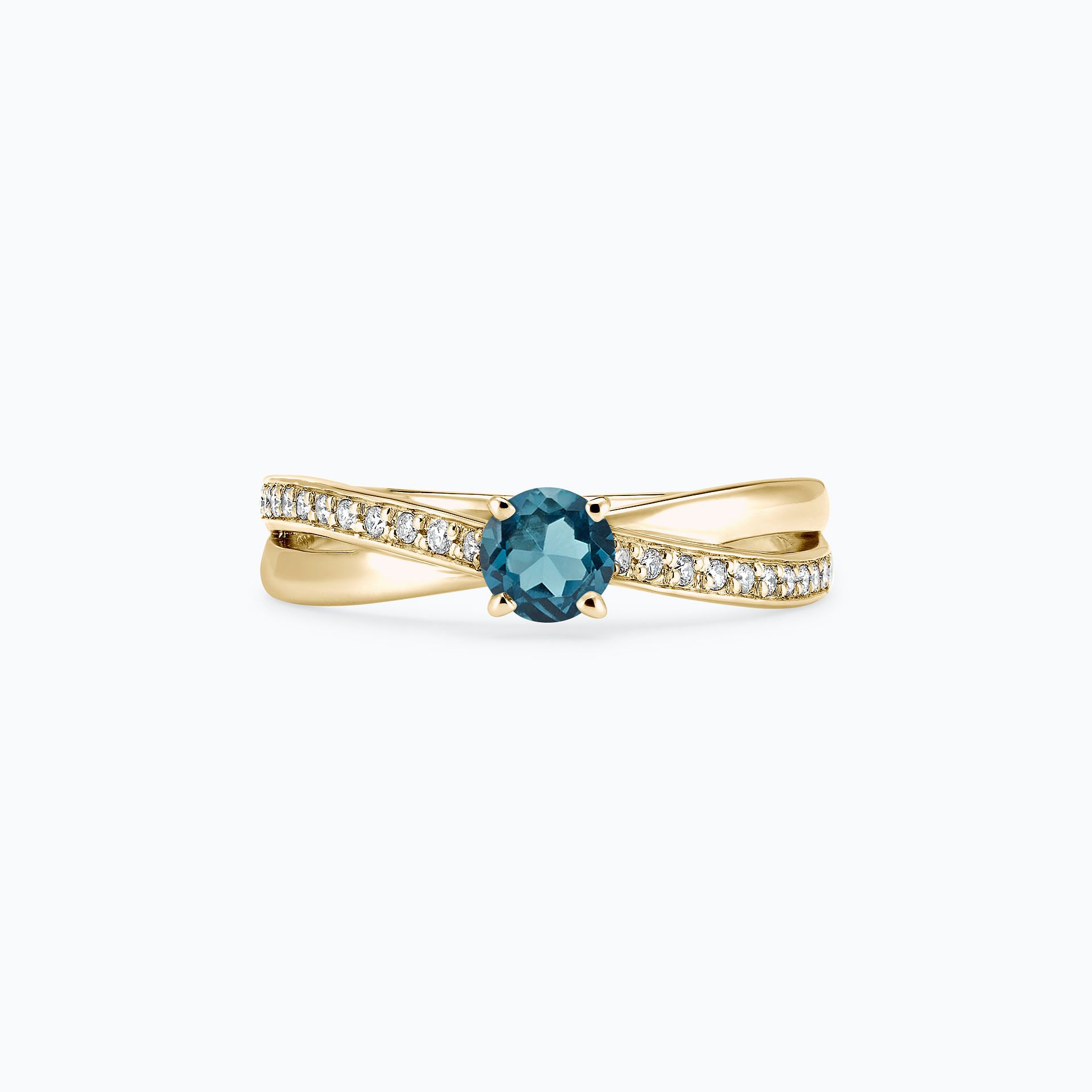Solitaire Pavé Kokoro Topaze Blue London 4.5 mm
