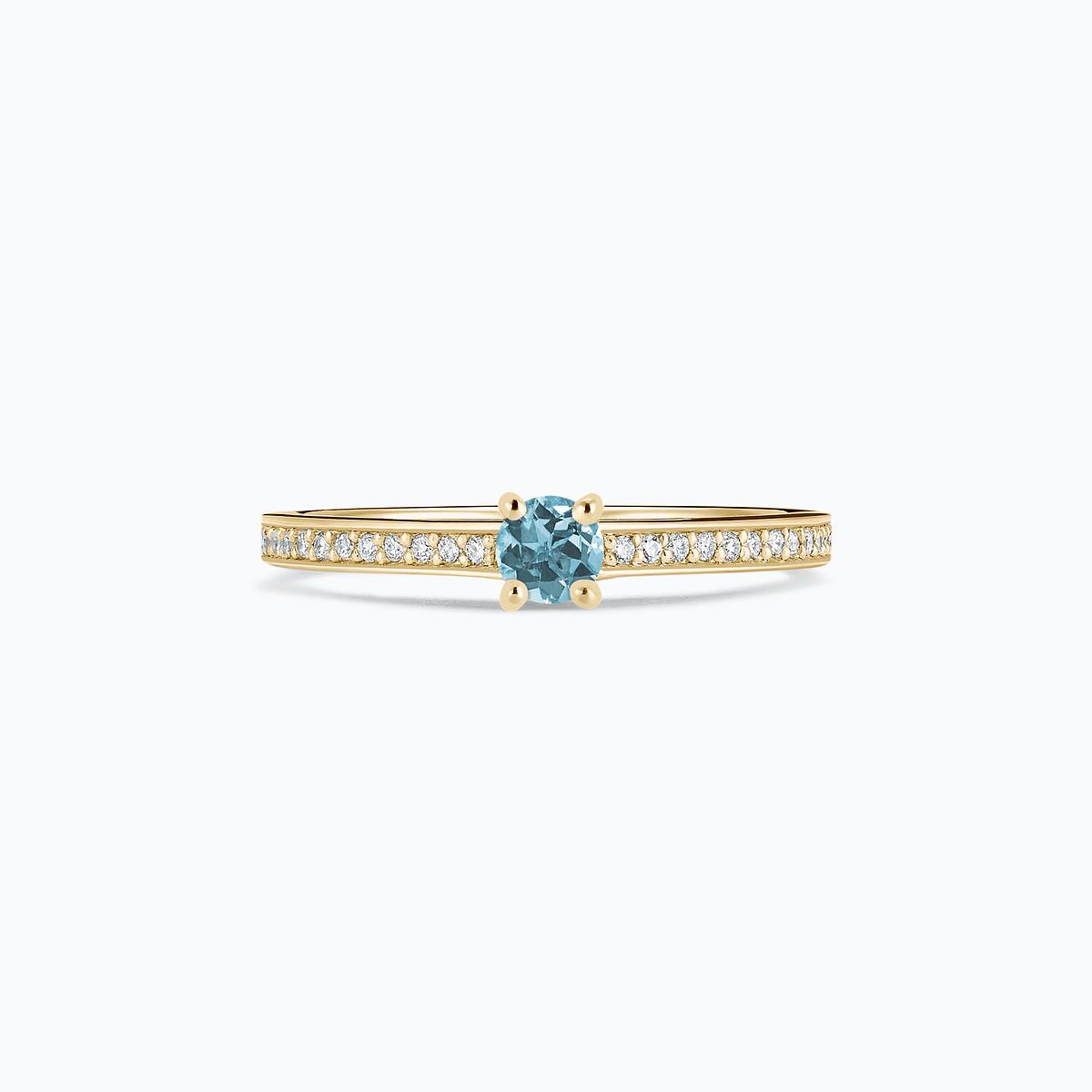 Solitaire Pavé Lagon Bleu Aigue-Marine 3.5 mm