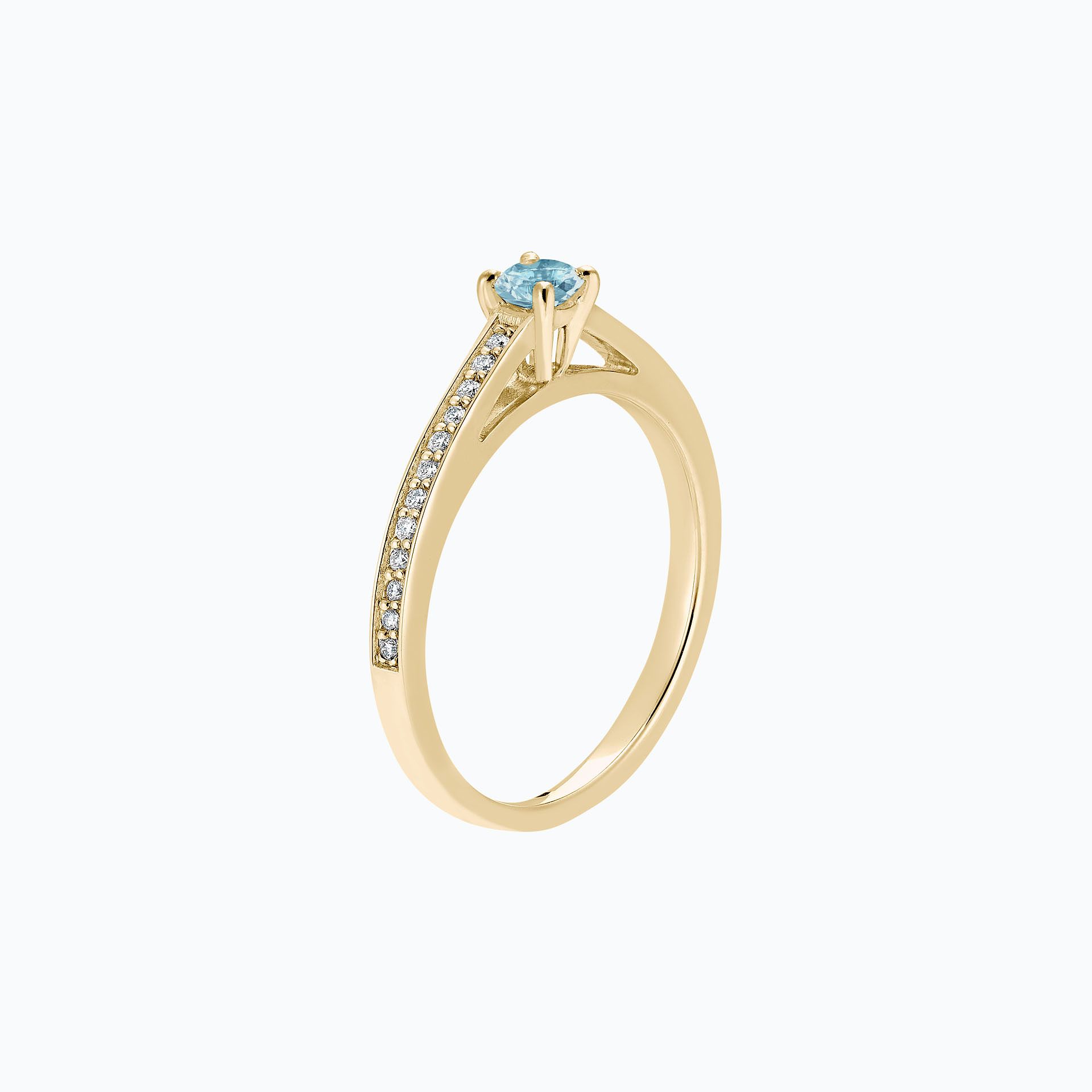 Solitaire Pavé Lagon Bleu Aigue-Marine 3.5 mm