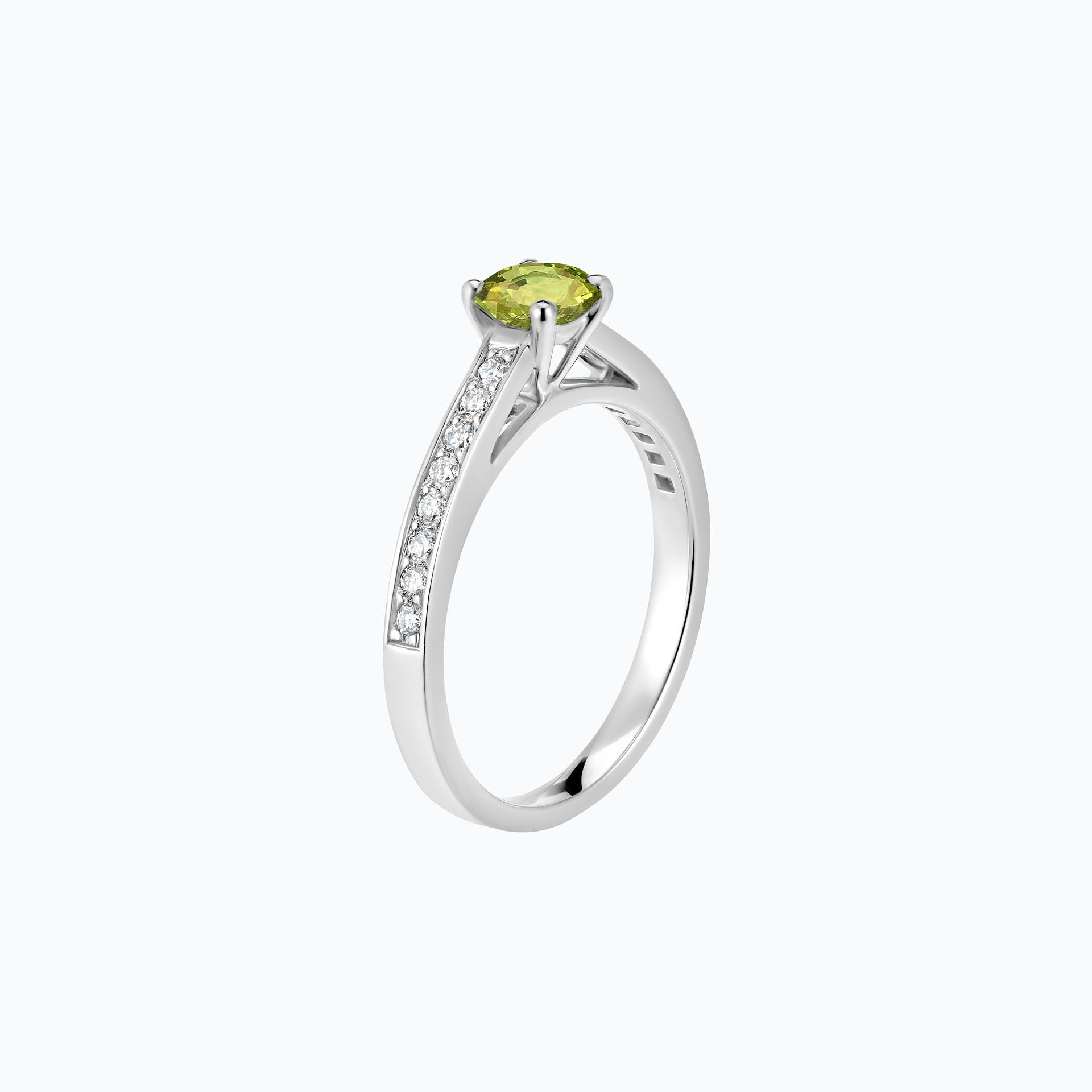 Solitaire Pavé Lagon Bleu Péridot 6 mm