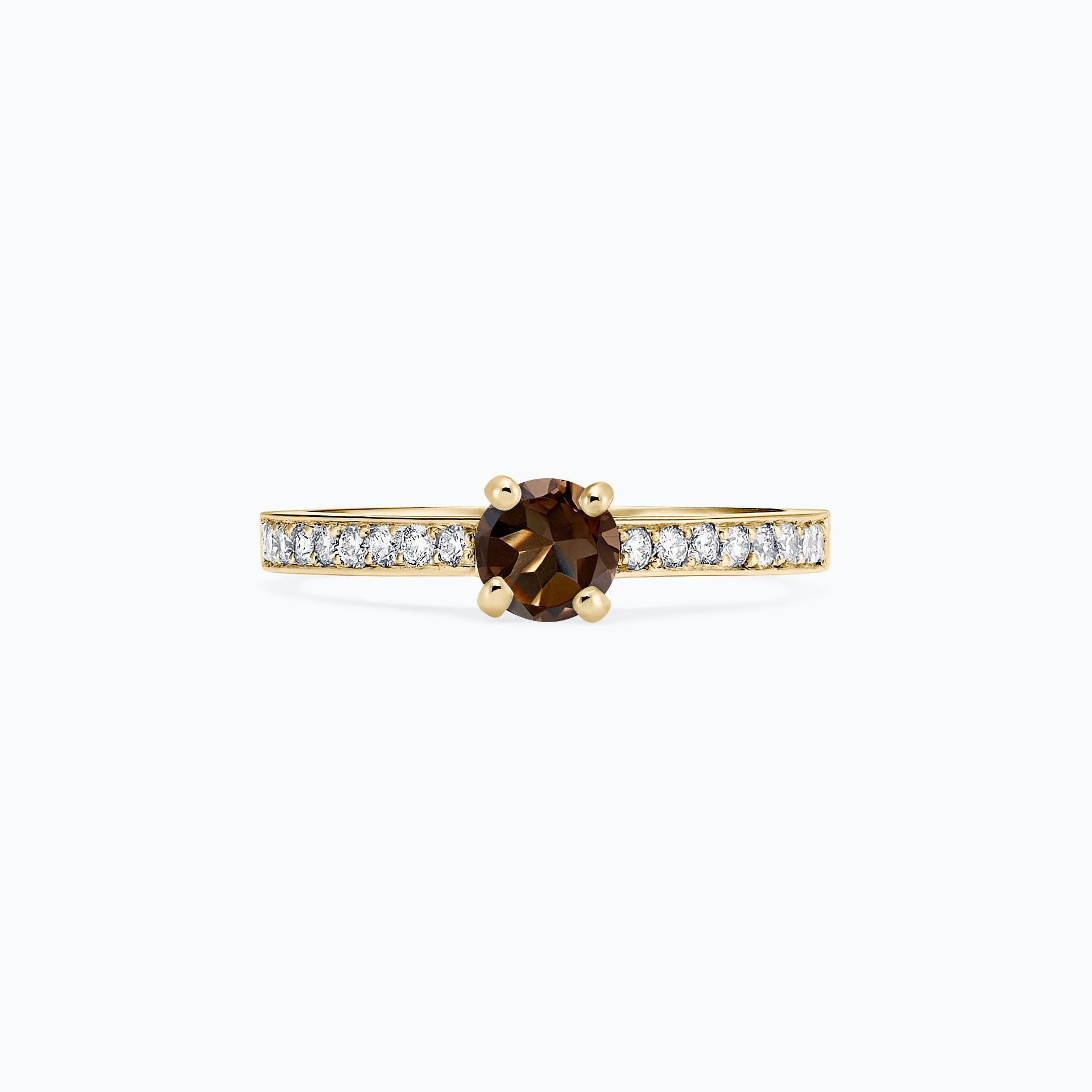 Solitaire Pavé Lagon Bleu Quartz Fumé 6 mm