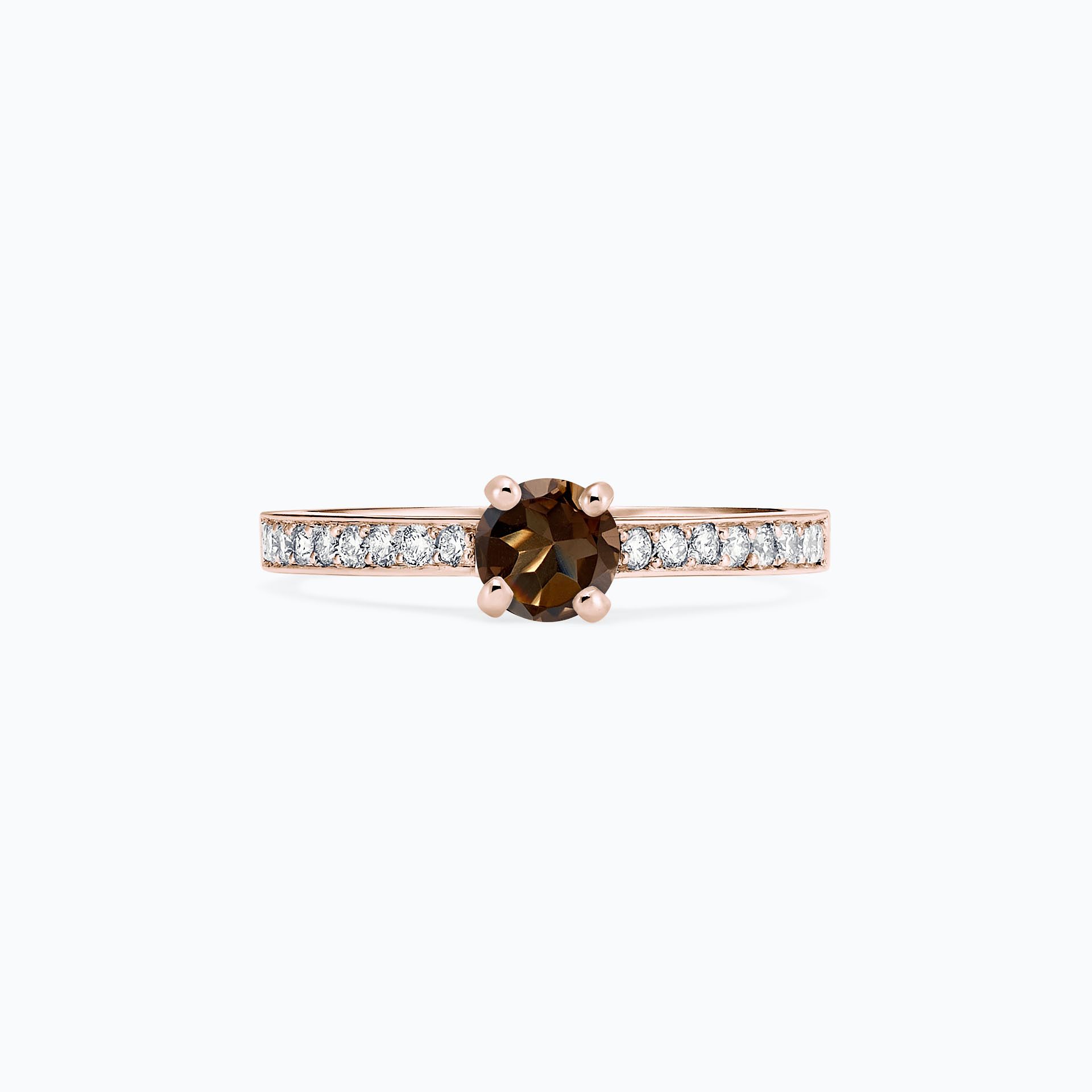 Solitaire Pavé Lagon Bleu Quartz Fumé 6 mm