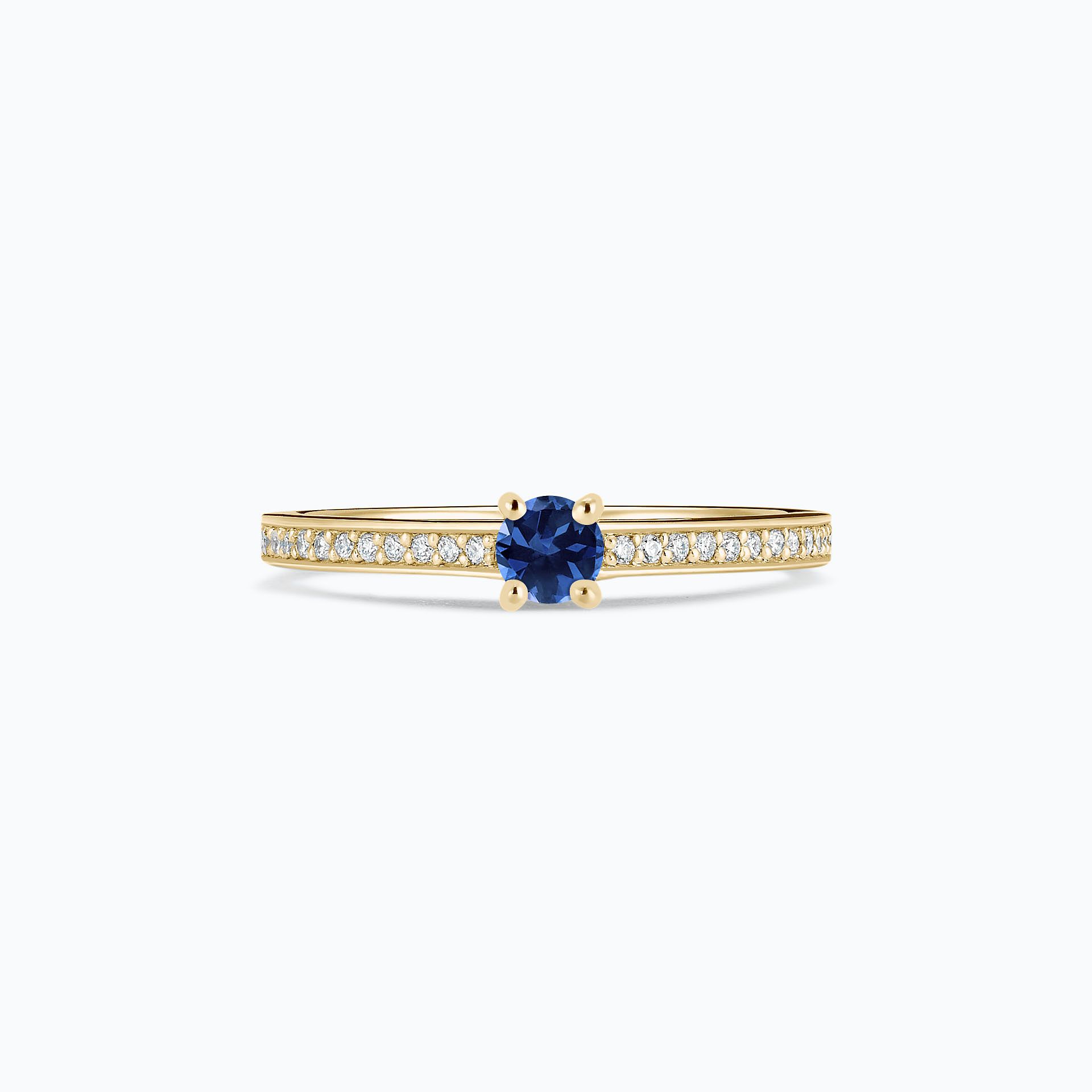 Solitaire Pavé Lagon Bleu Saphir Bleu Éclipse 3.5 mm